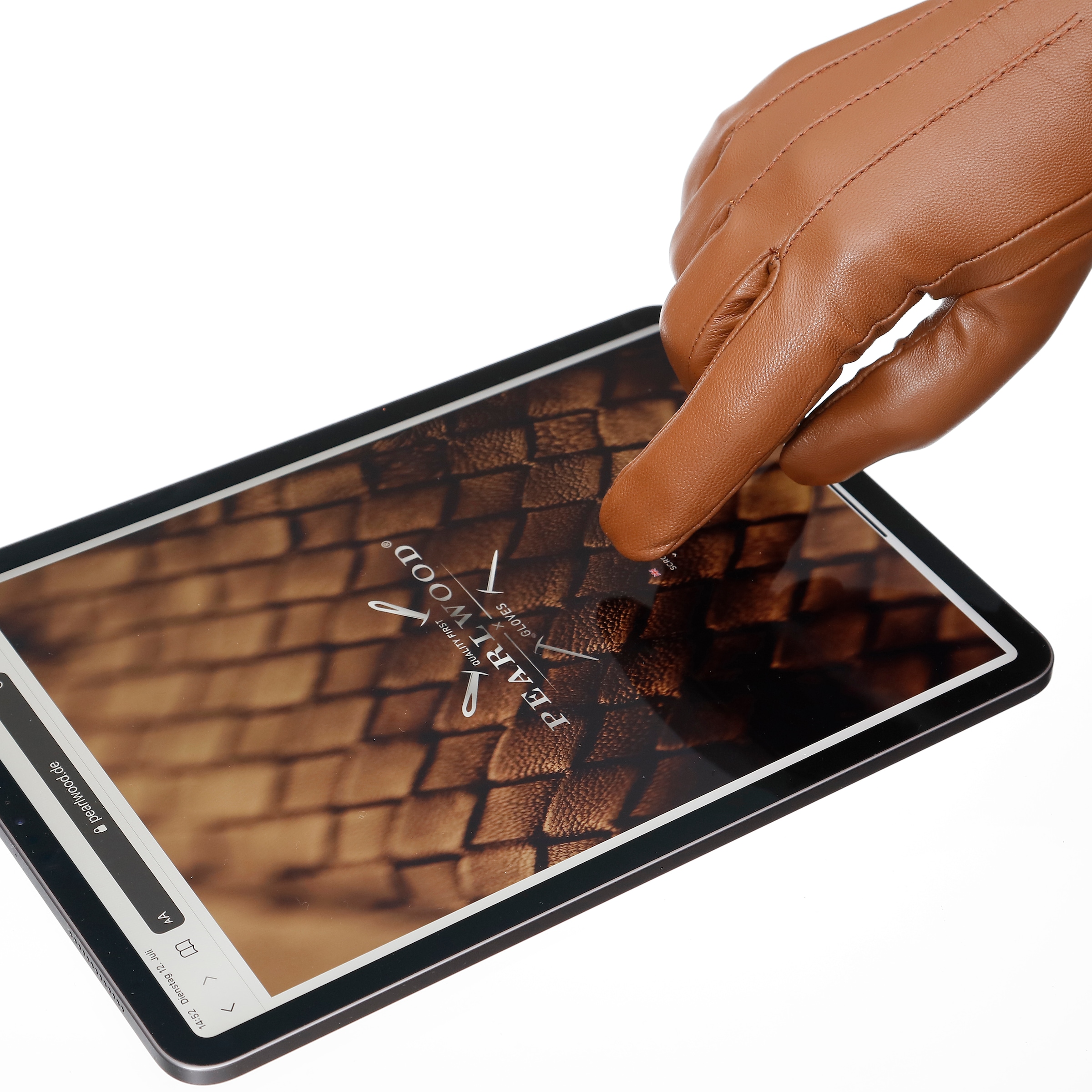 PEARLWOOD Gants en cuir »Daisy« Touchscreenfähig - mit 10 Fingern bedienbar, Ziernähte