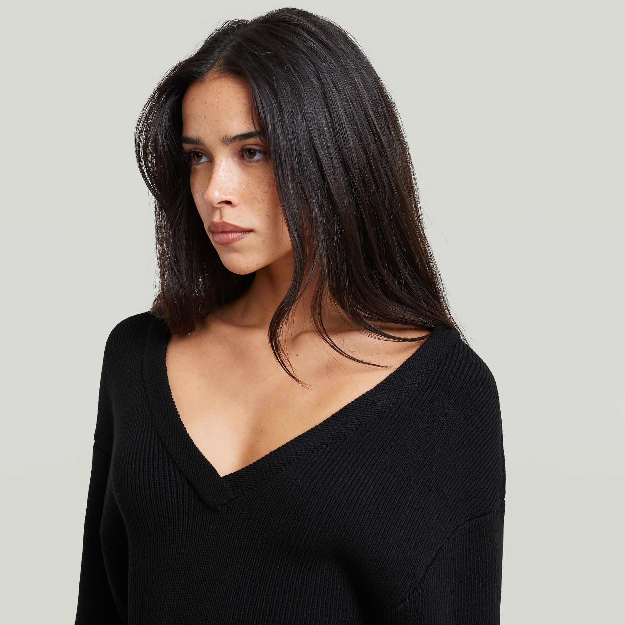 Image of G-STAR Strickkleid "Hourglass Dress wmn" mit V-Ausschnitt, Baumwollmix