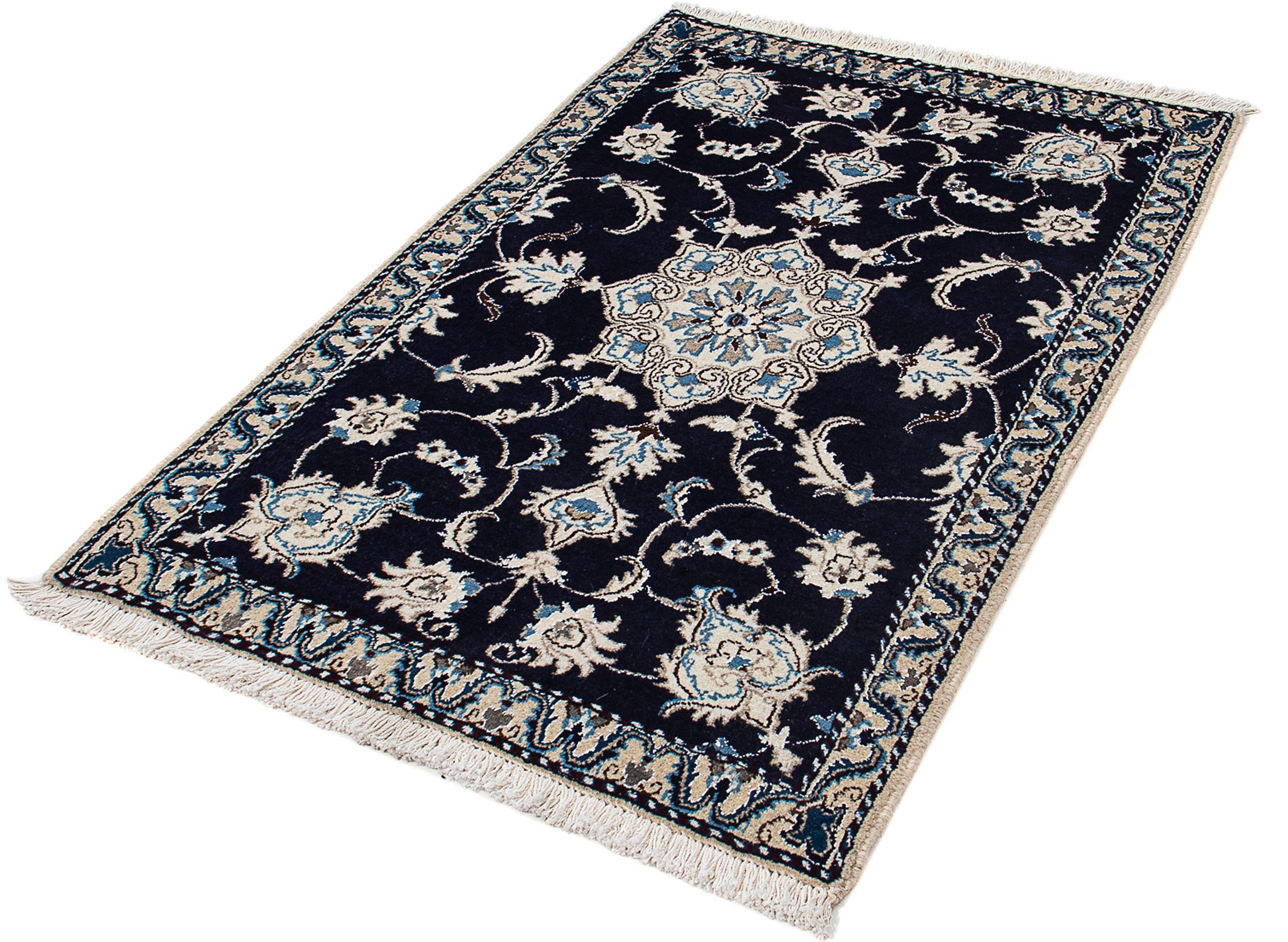Image of morgenland Orientteppich »Perser - Nain - 137 x 89 cm - dunkelblau«, rechteckig, 10 mm Höhe, Wohnzimmer, Handgeknüpft, Einzelstück mit Zertifikat bei Ackermann Versand Schweiz
