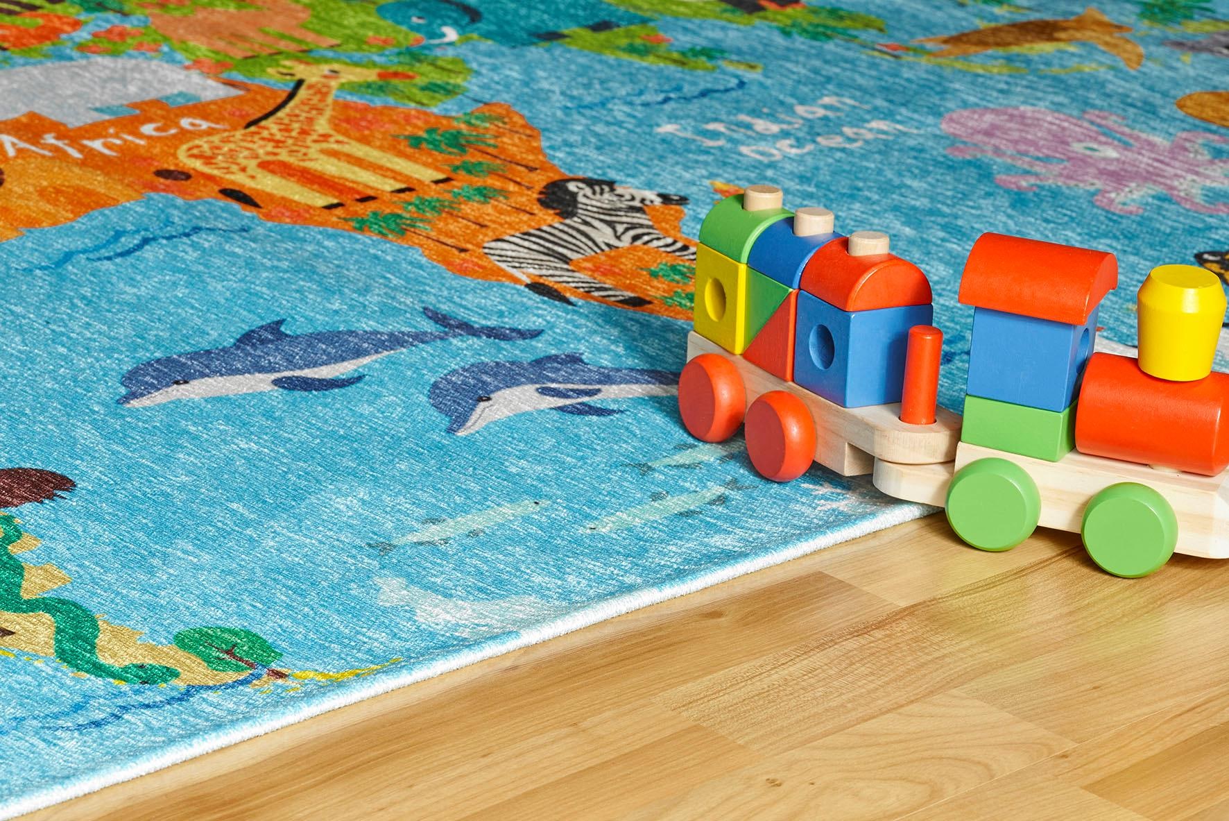 Obsession Kinderteppich »My Torino Kids 233«, rechteckig, Motiv Weltkarte, Kinderzimmer