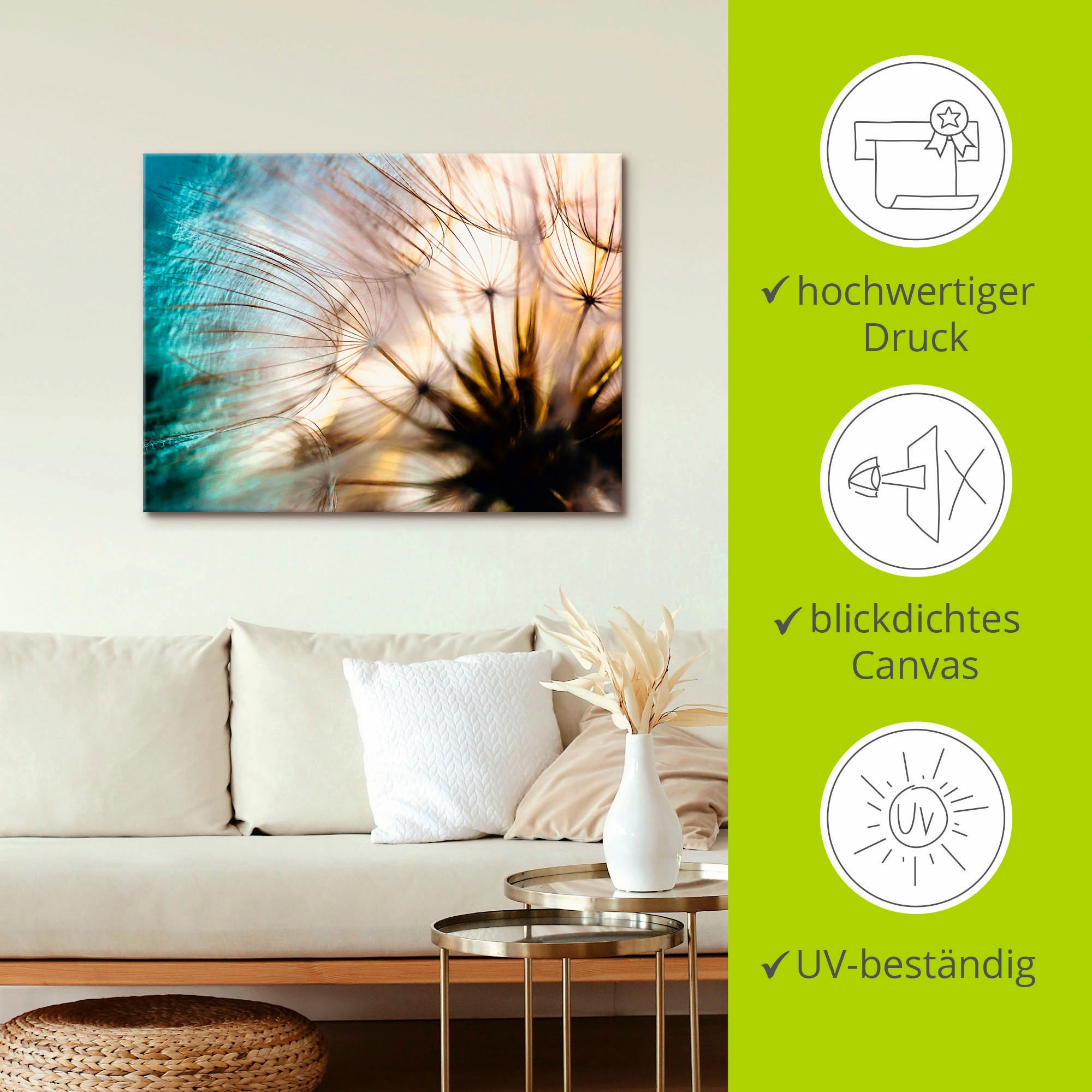 Artland Wandbild »Pusteblume Makro abstrakt« Blumen 1 Stk. tlg. als Alubild, Leinwandbild in verschied. Grössen