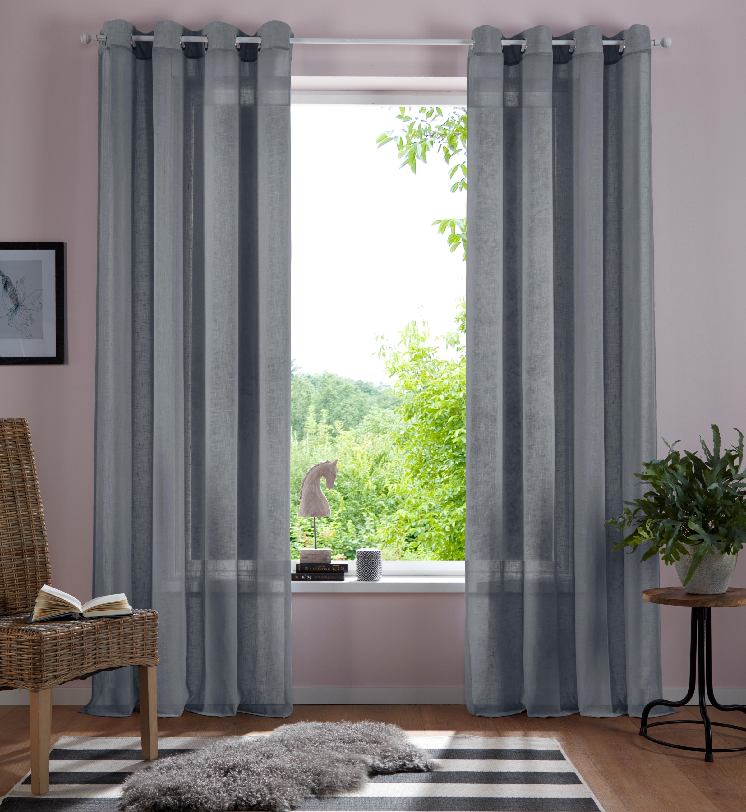 Image of GOODproduct Gardine "Mara" Ösen 1 Stk. tlg. transparent, Leinen Optik, monochrom, basic