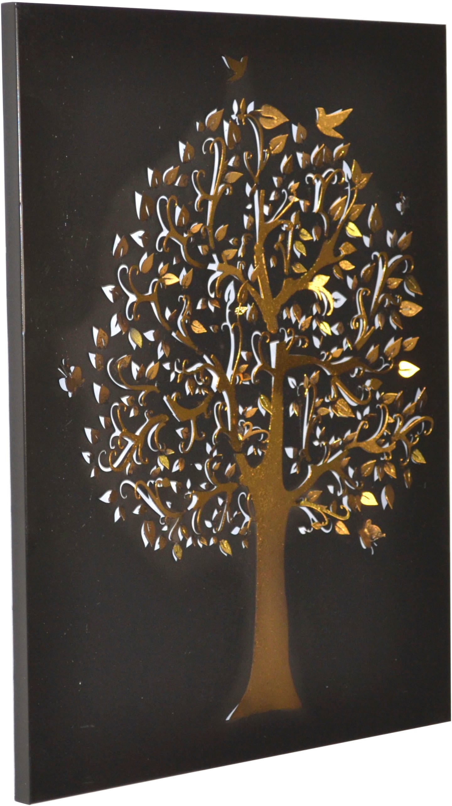 Image of HOFMANN LIVING AND MORE Wanddekoobjekt "Wandbild" Bild aus Metall mit goldfarbenen Baum