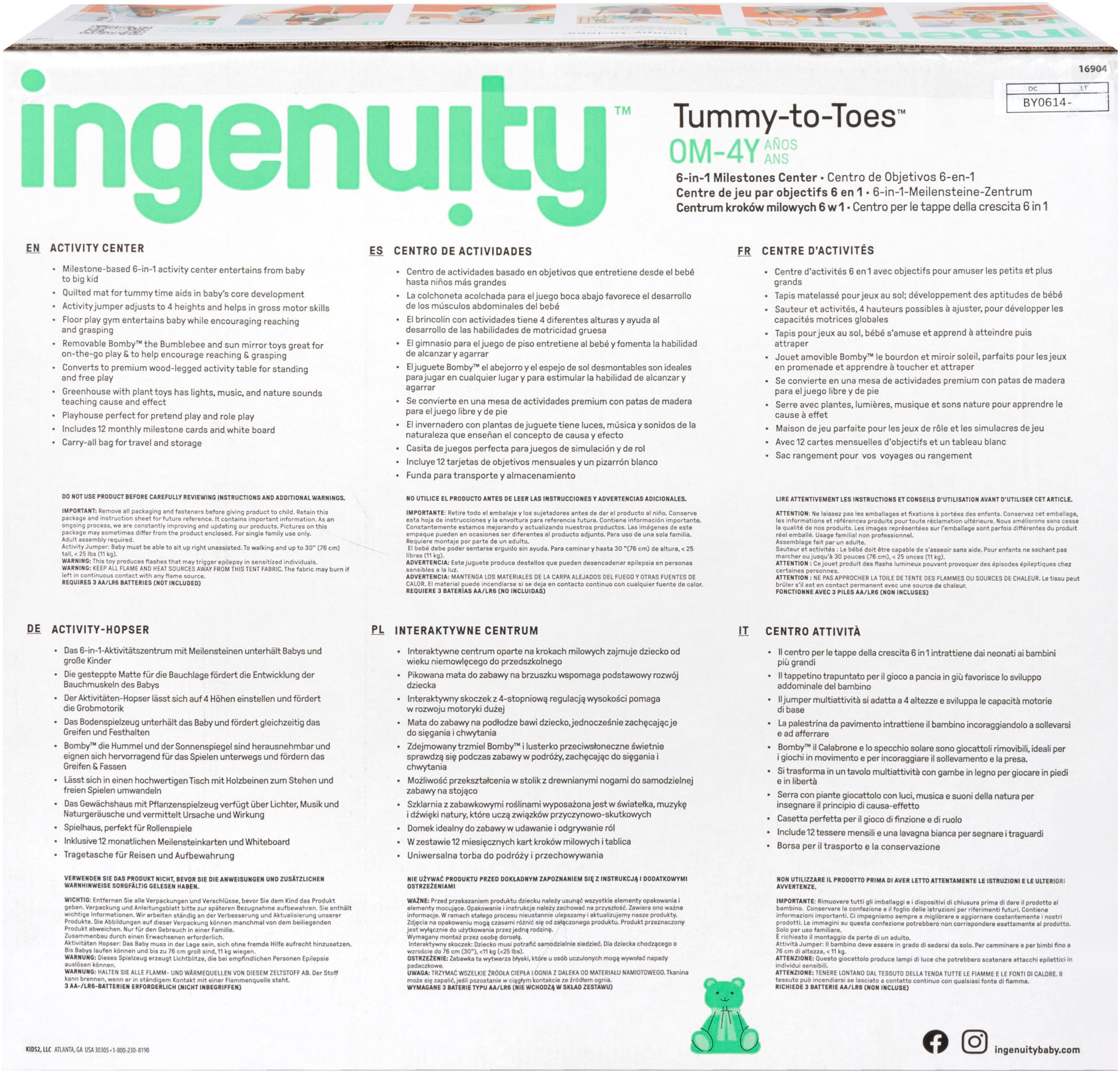 ingenuity Spielcenter »Tummy to Toes™ 6-in-1 Milestones Center« mit Licht und Sound