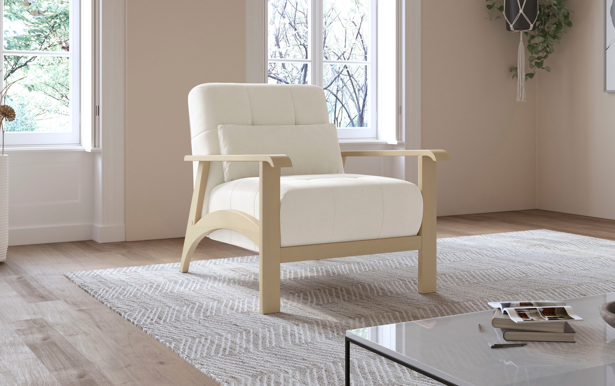 sit&more Fauteuil »Billund« Armlehnen aus Buchenholz in natur, verschiedene Bezüge und Farben