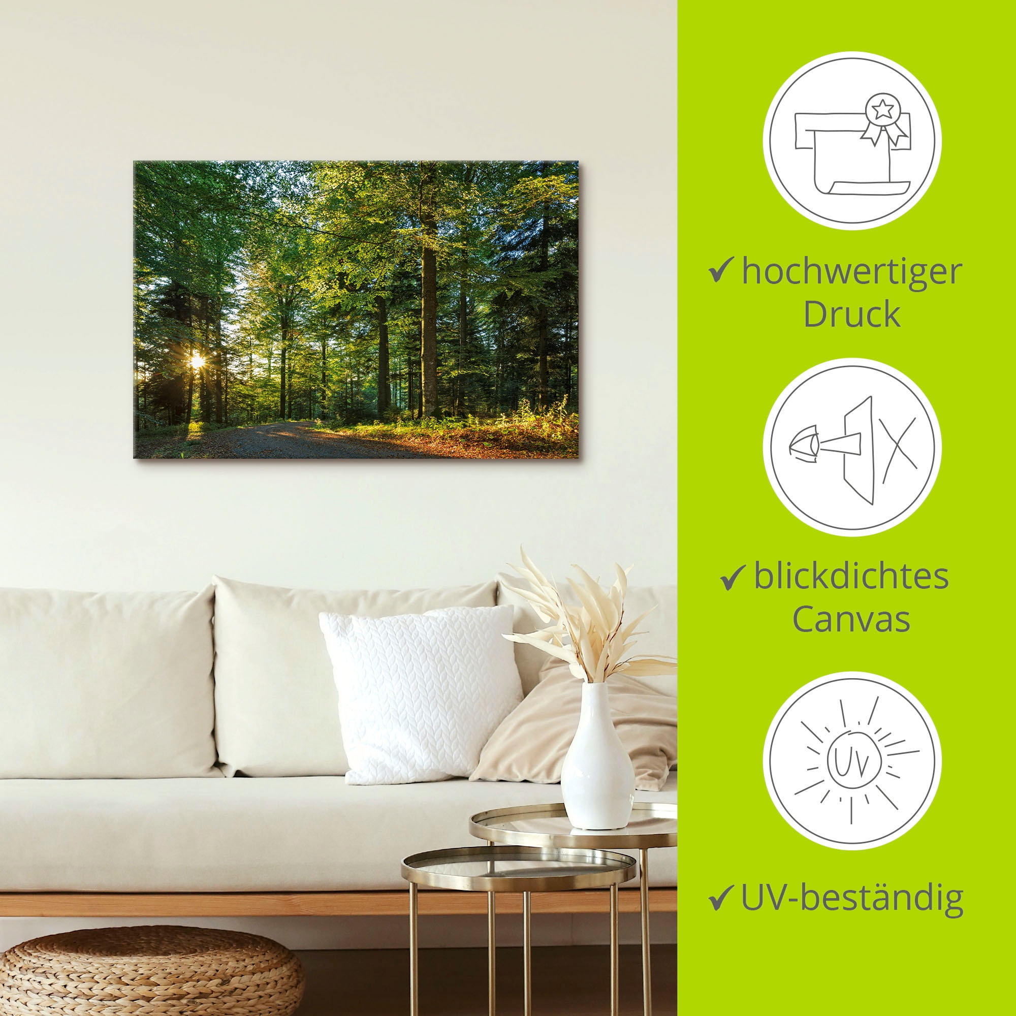 Artland Wandbild »Waldweg im Romantischen Schwarzwald«, Waldbilder, (1 St.), als Alubild, Outdoorbild, Leinwandbild, Wandaufkleber, versch. Grössen
