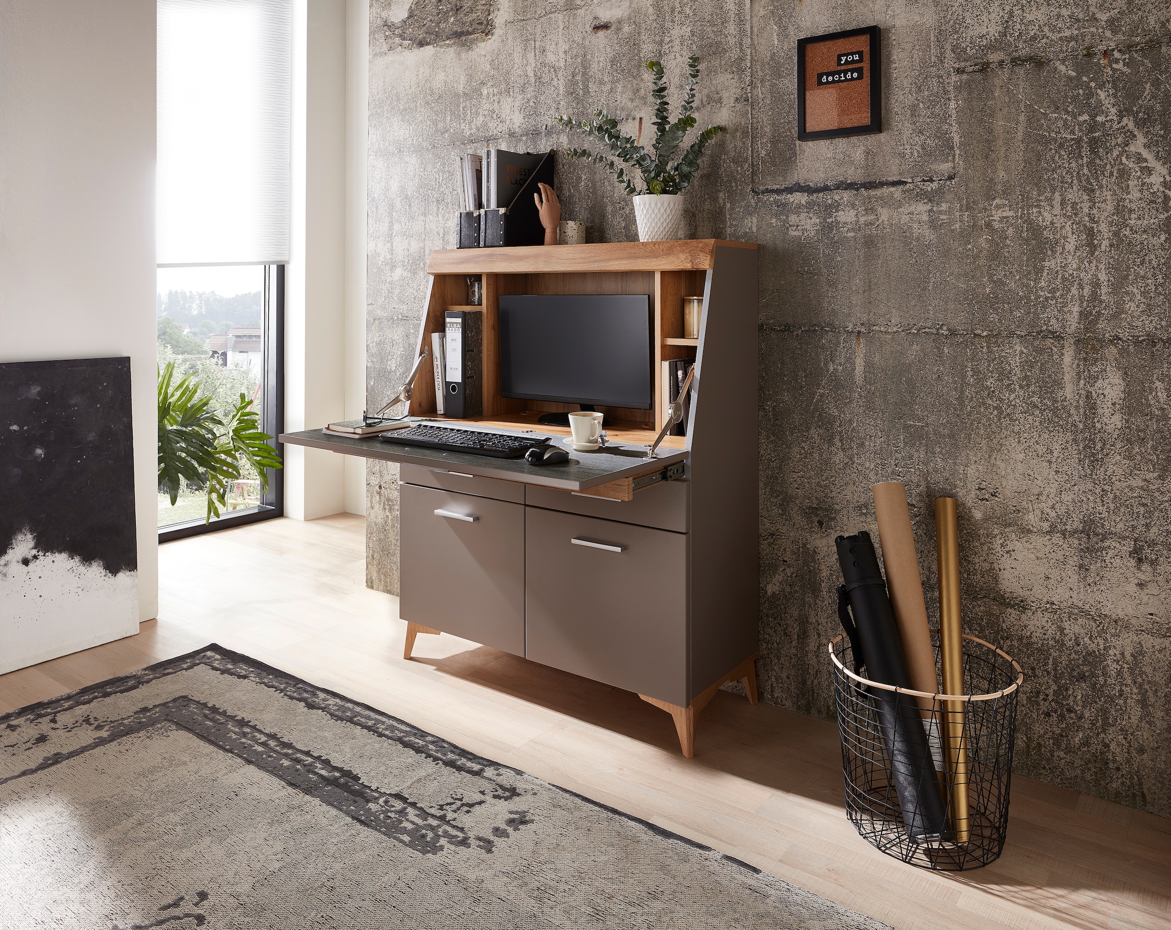 Innostyle Sekretär »SECRET« Stauraumschrank, mit Monitor-/Laptopfach, Soft-Close, Breite 98 cm