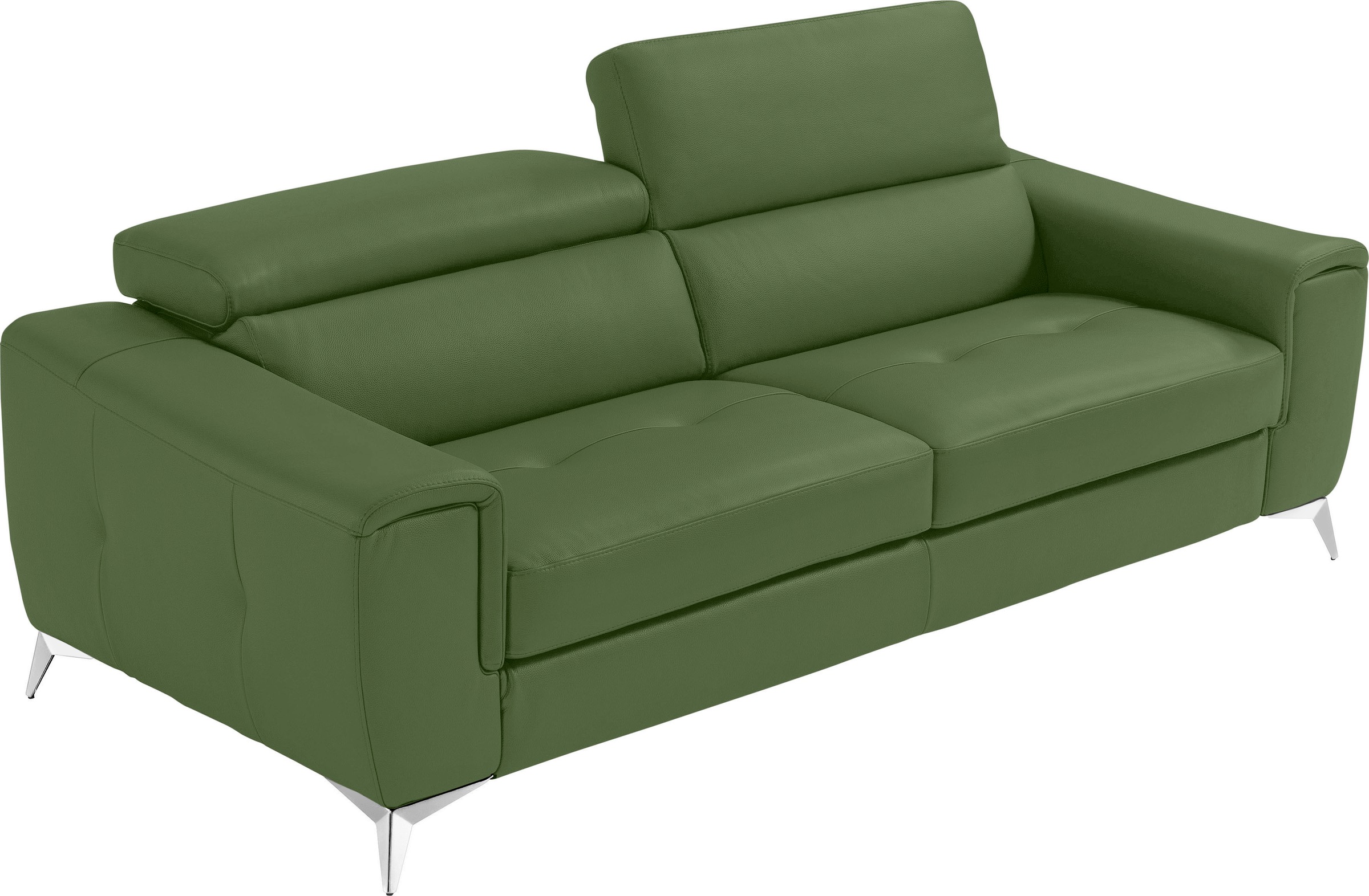 Image of Egoitaliano 2,5-Sitzer "Francine, Designsofa, Loungesofa, Breite 213 cm, Fussfarbe chrom" Designfuss, Leder CAREZZA, sprite