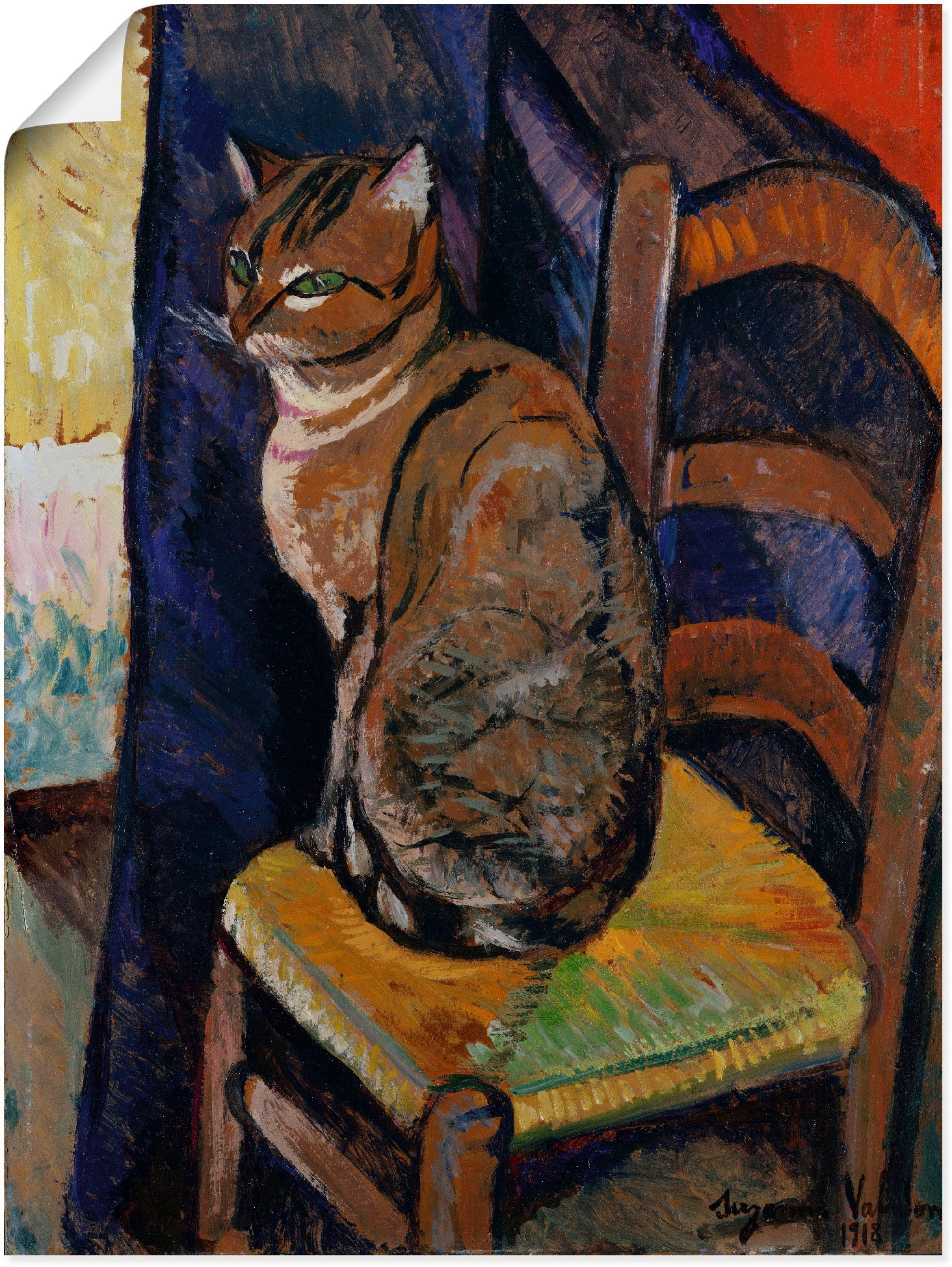Image of Artland Wandbild "Skizze Stuhl sitzende Katze." Haustiere 1 Stk. tlg. als Leinwandbild, Poster in verschied. Grössen
