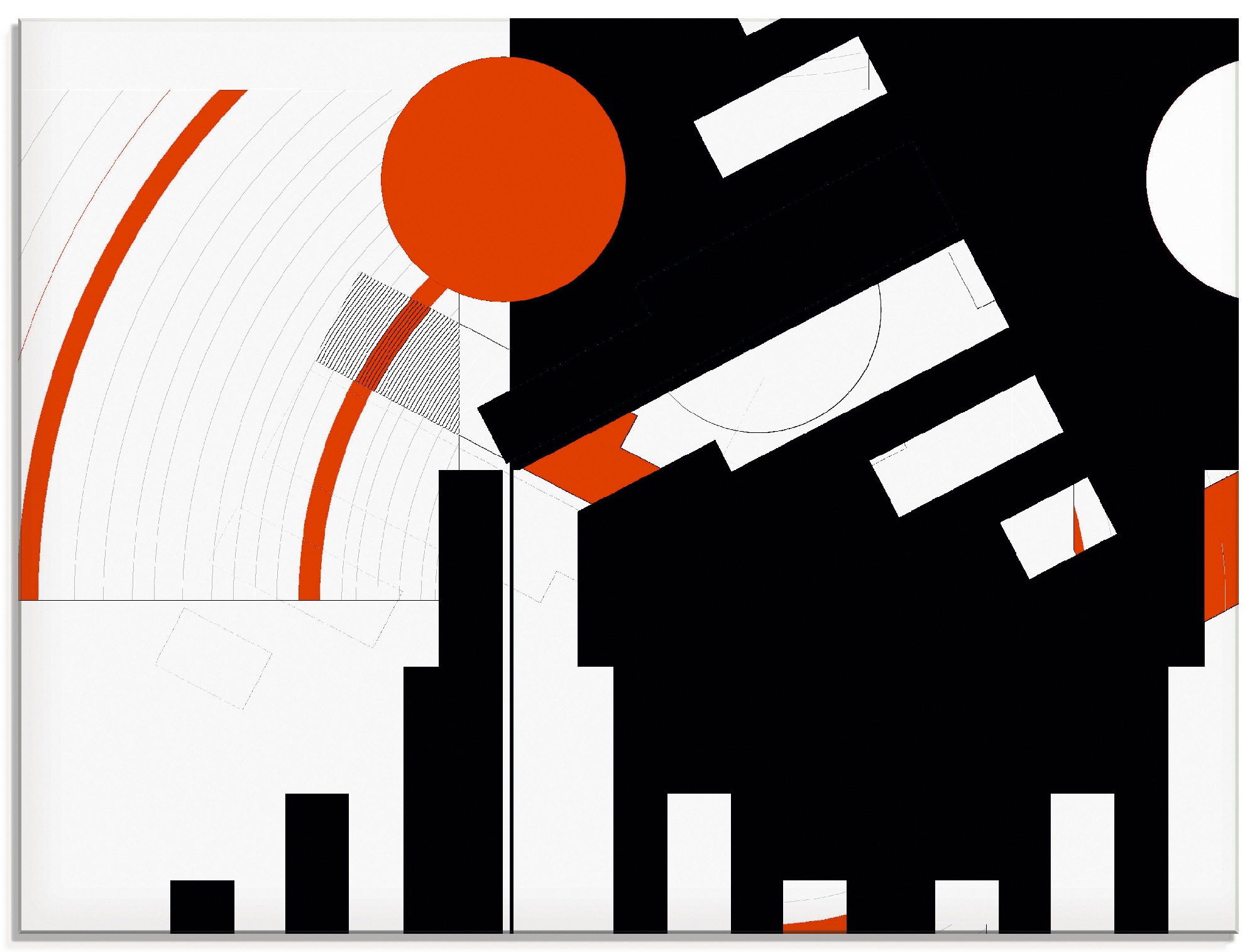 Image of Artland Glasbild »Schwarz weiss trifft rot Version 5«, Muster, (1 St.) bei Ackermann Versand Schweiz