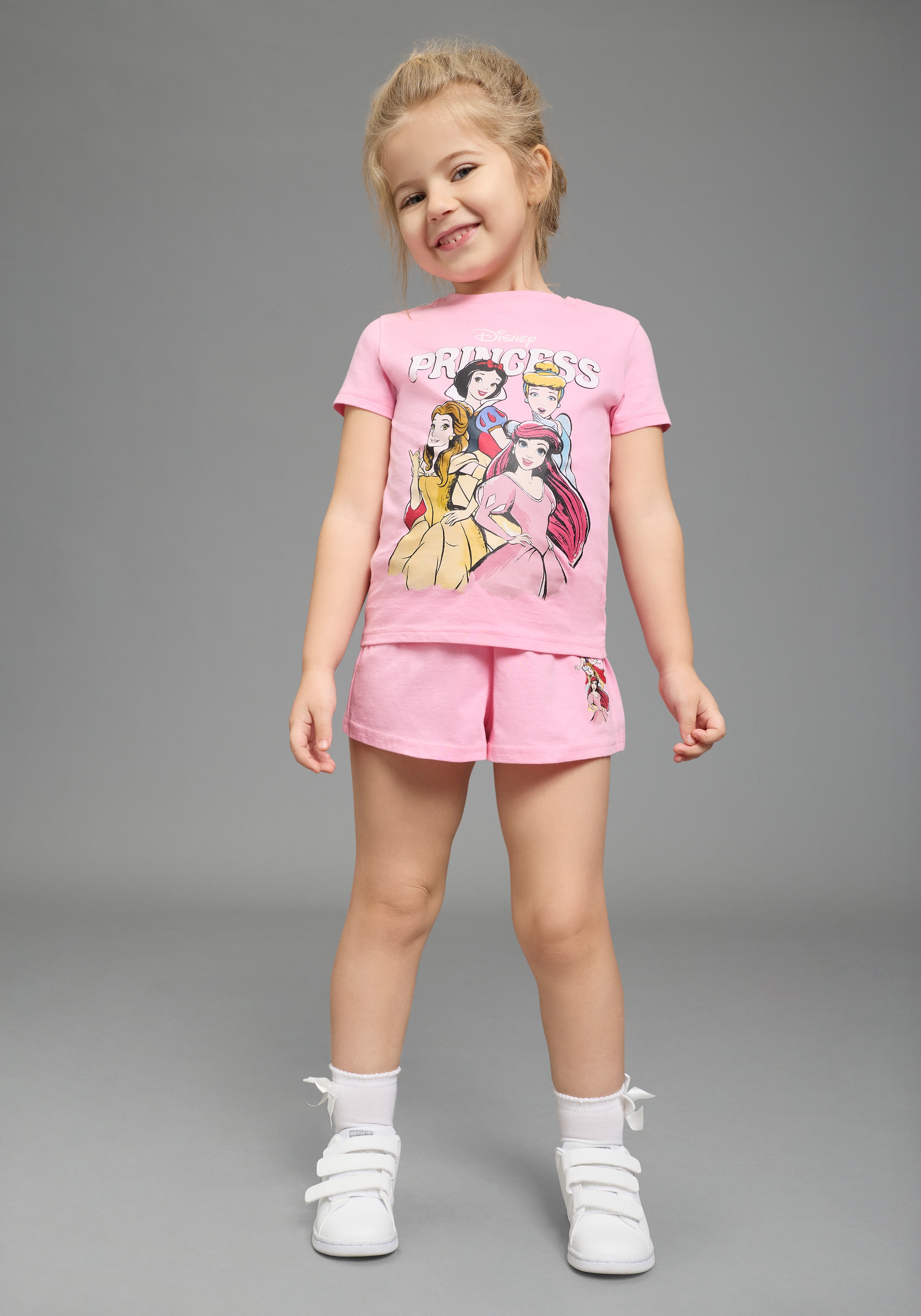 KIDSWORLD T-shirt & short »PRINCESS 2tlg. Set: Scheewitttchen, Ariel & Freundinnen - Disney« Ensemble, 2 pièces en coton, matière Single Jersey