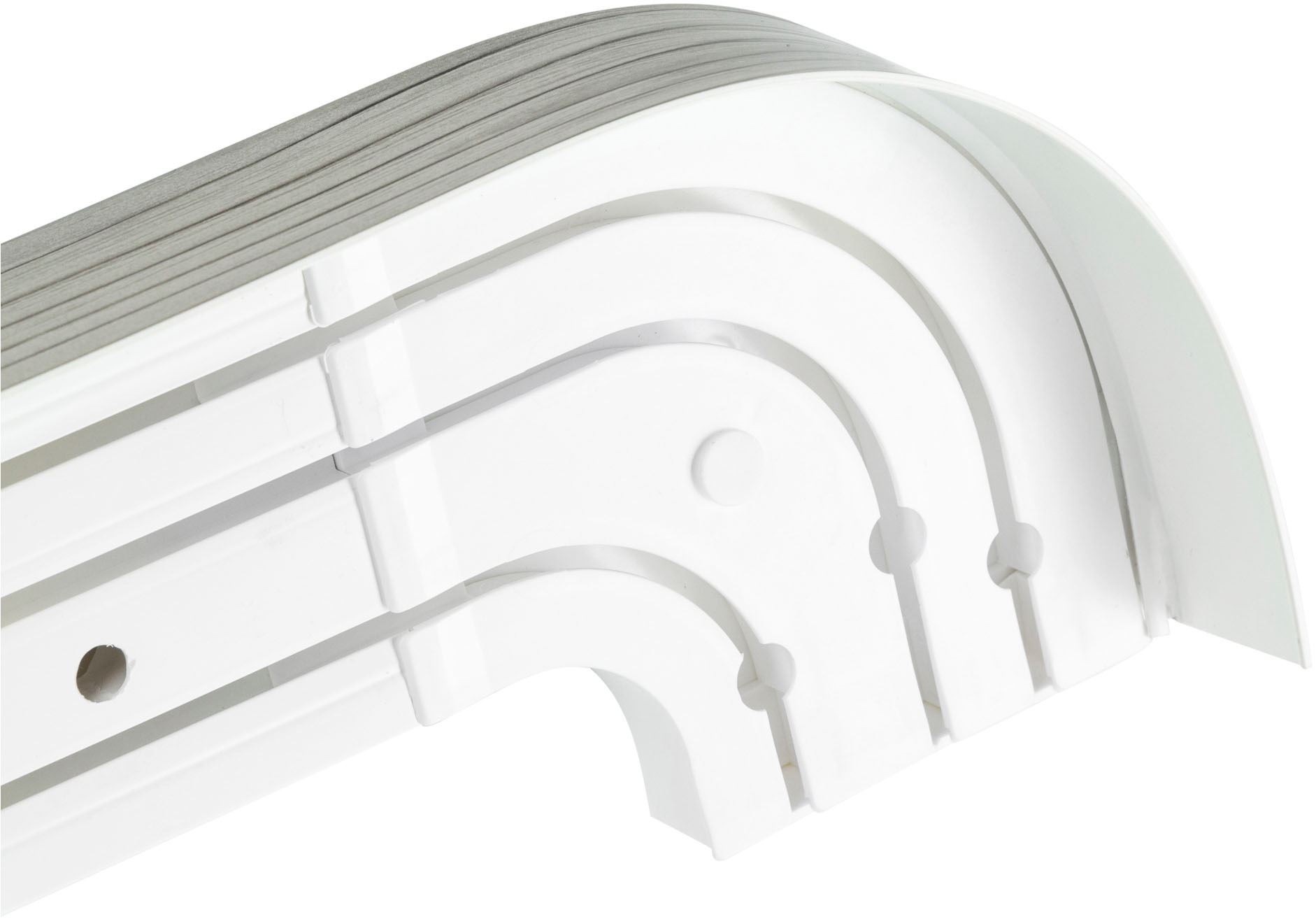 SN DECO GROUP Vorhangschiene »SH3«, 3 läufig-läufig, Fixmass, Set 3-läufig,inkl. Rundbögen, Blende 5 cm, vorgebohrt, Innenlauf