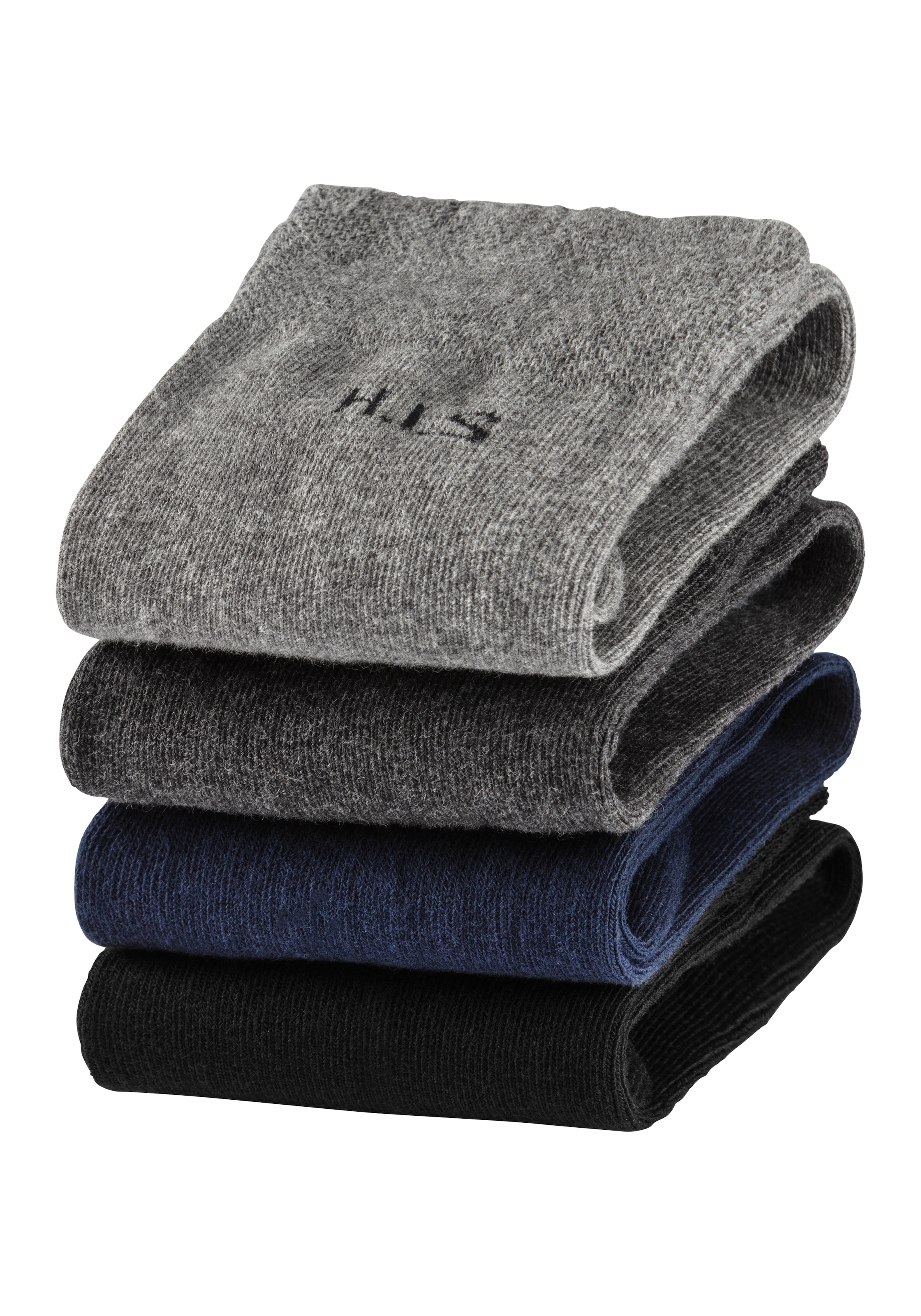 H.I.S Socken, (Packung, 4 Paar), mit druckfreiem Bündchen