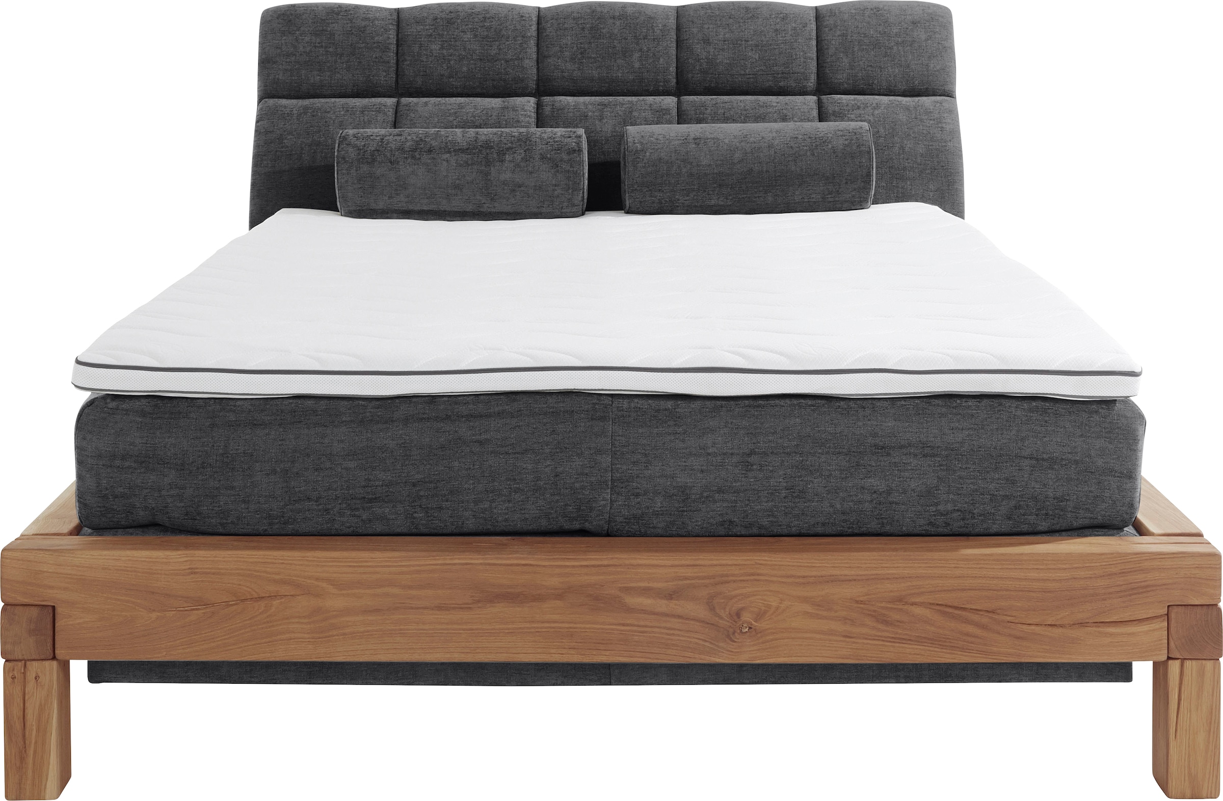 Home affaire Lit boxspring »VILLADS inkl. Taschenfederkernmatratze H2-H4 und Topper« surface de couchage : 160/200 cm en chêne à poutres, structure Inside-Boxspring