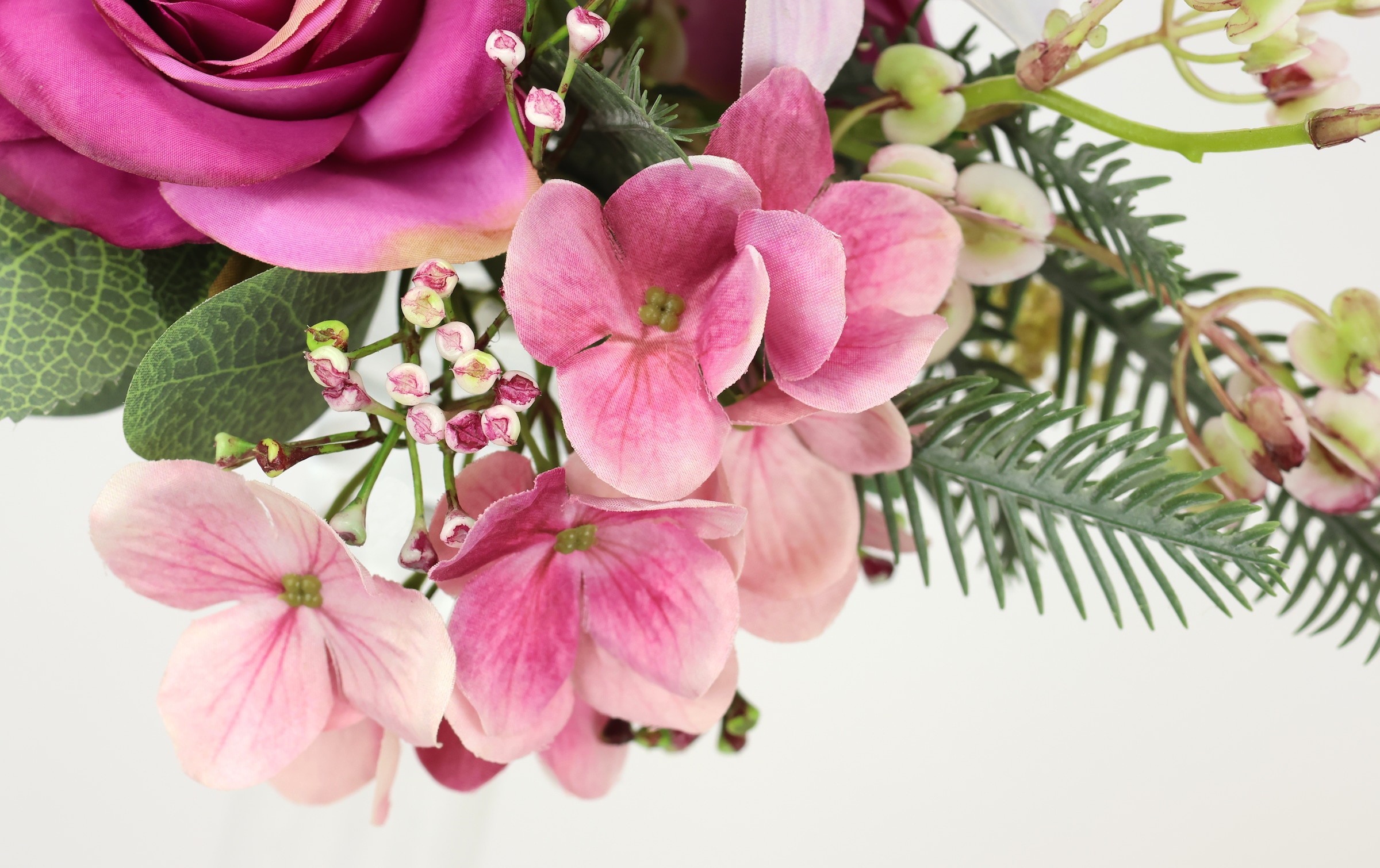 I.GE.A. Kunstblume »Kunstblumen-Strauss Rosen Lilien Hortensie«, Blumenstrauss Bouquet Blume Grabschmuck Aufleger Grabdeko