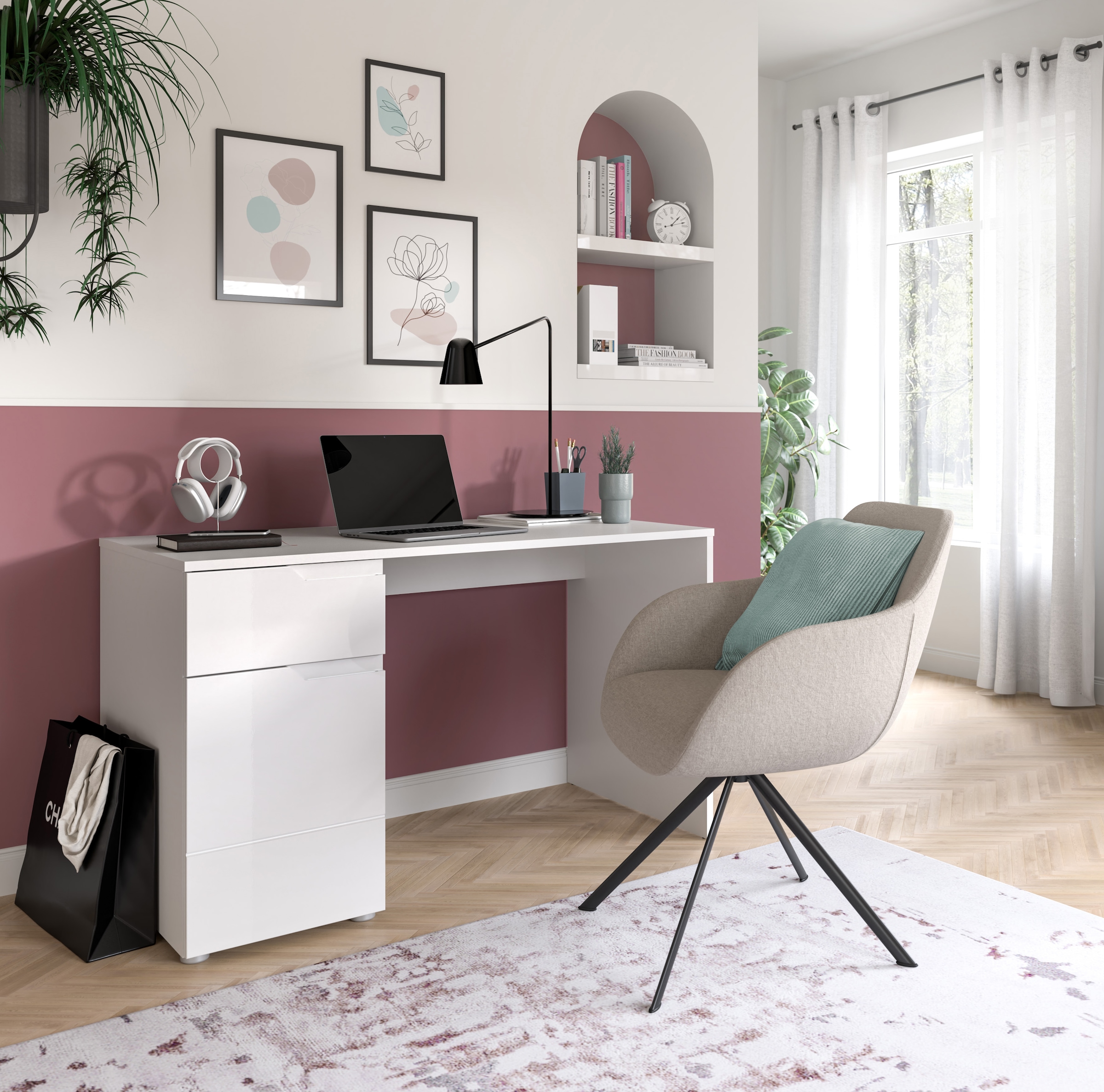 INOSIGN Schreibtisch »CAPRI, 1 Schubkasten & 1Tür  inkl. eingefasster Griffmulde« Computertisch, Home-Office-Tisch, Bürotisch, Office Desk