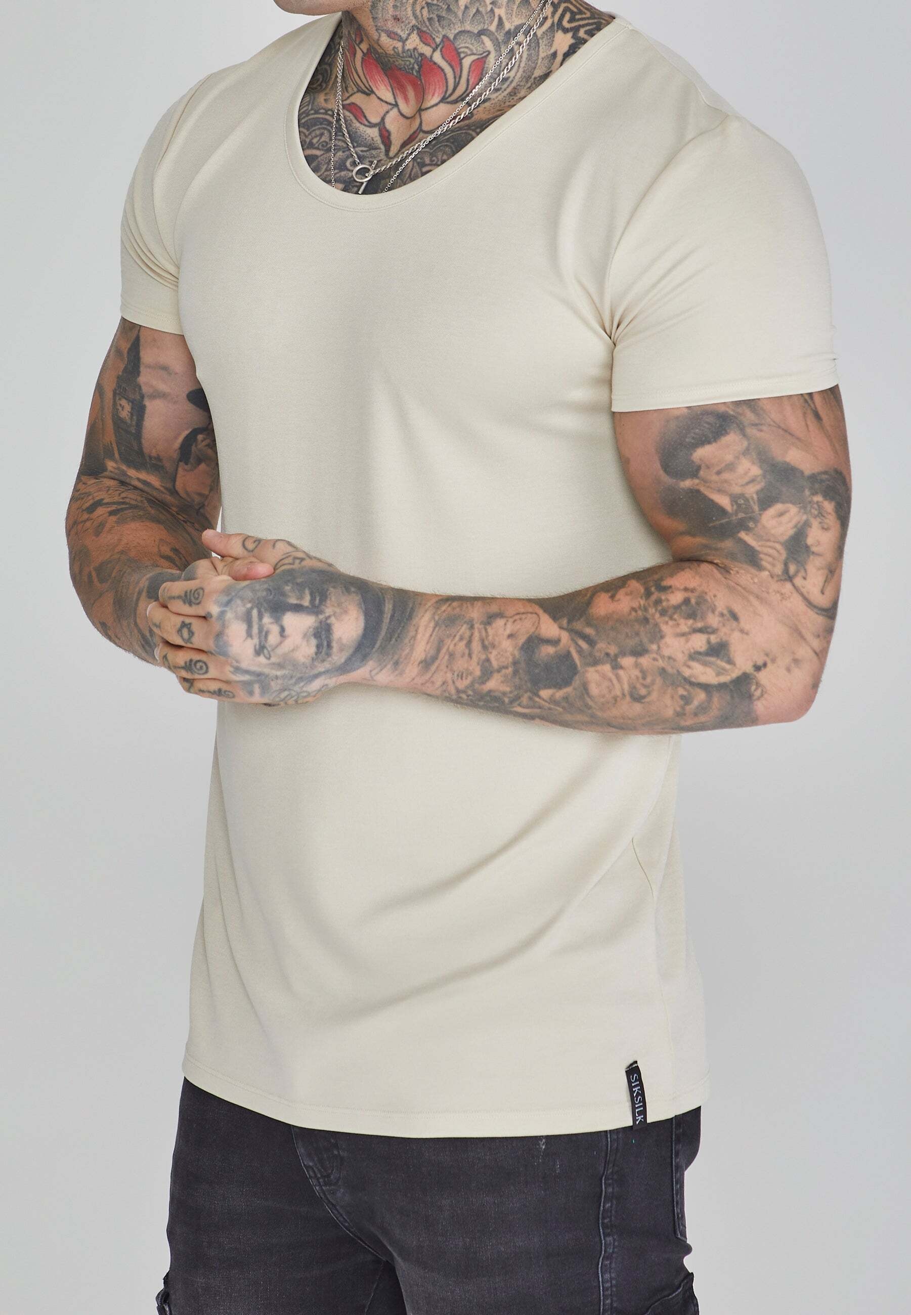 Siksilk T-Shirt »Siksilk T-Shirt Muscle Fit T-Shirt in Ecru«