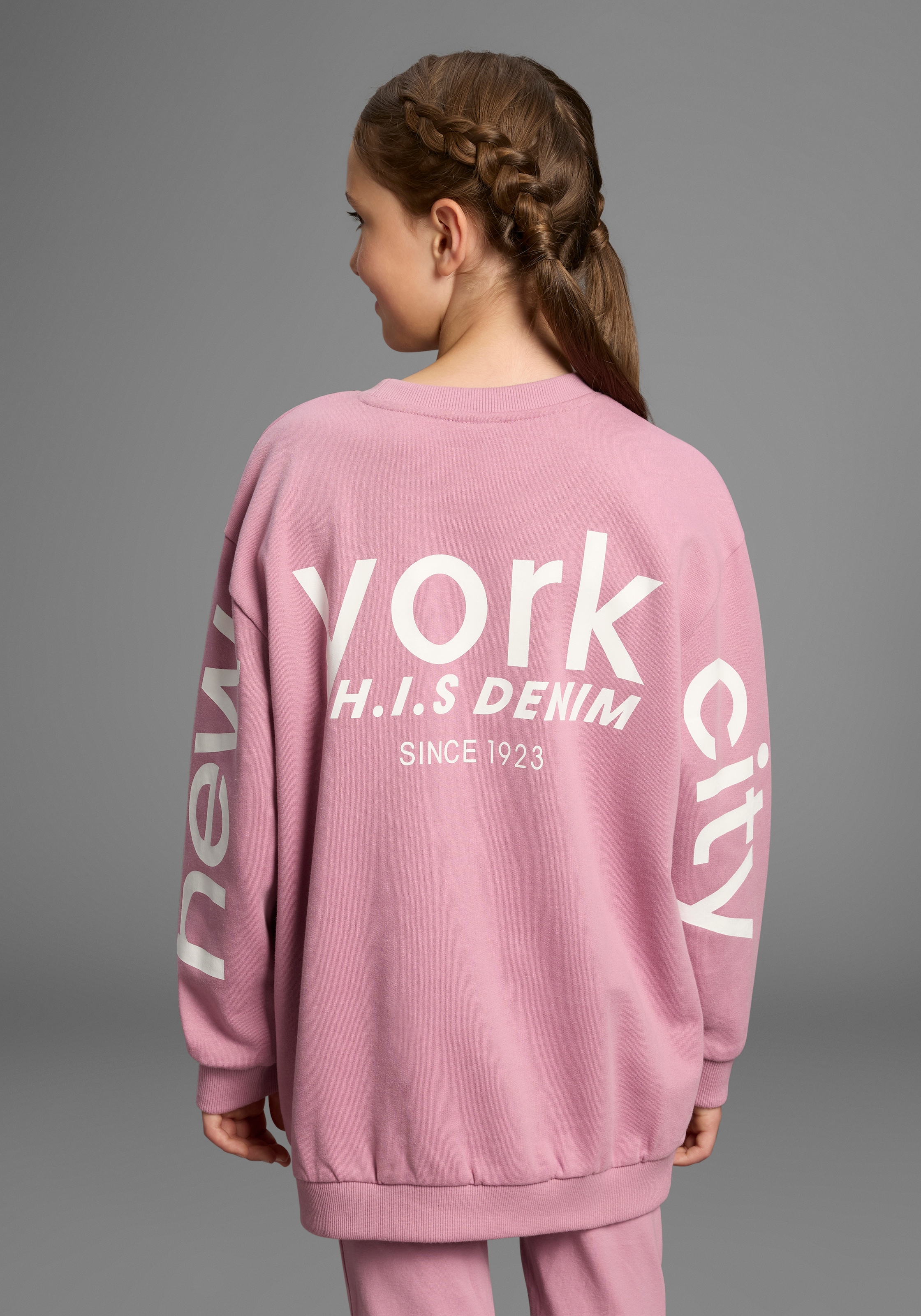 Image of H.I.S Sweatshirt "Loose fit Sweatshirt mit Rückenprint für Mädchen", Ffür TEENS. Sweatshirt mit grossem Rückenprint
