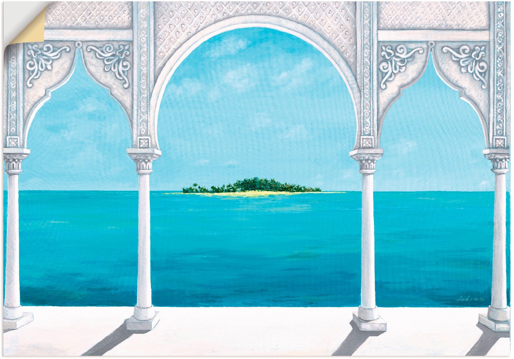 Image of Artland Wandbild »Orientalische Karibik«, Fensterblick, (1 St.), in vielen Grössen & Produktarten - Alubild / Outdoorbild für den Aussenbereich, Leinwandbild, Poster, Wandaufkleber / Wandtattoo auch für Badezimmer geeignet bei Ackermann Versand Schweiz