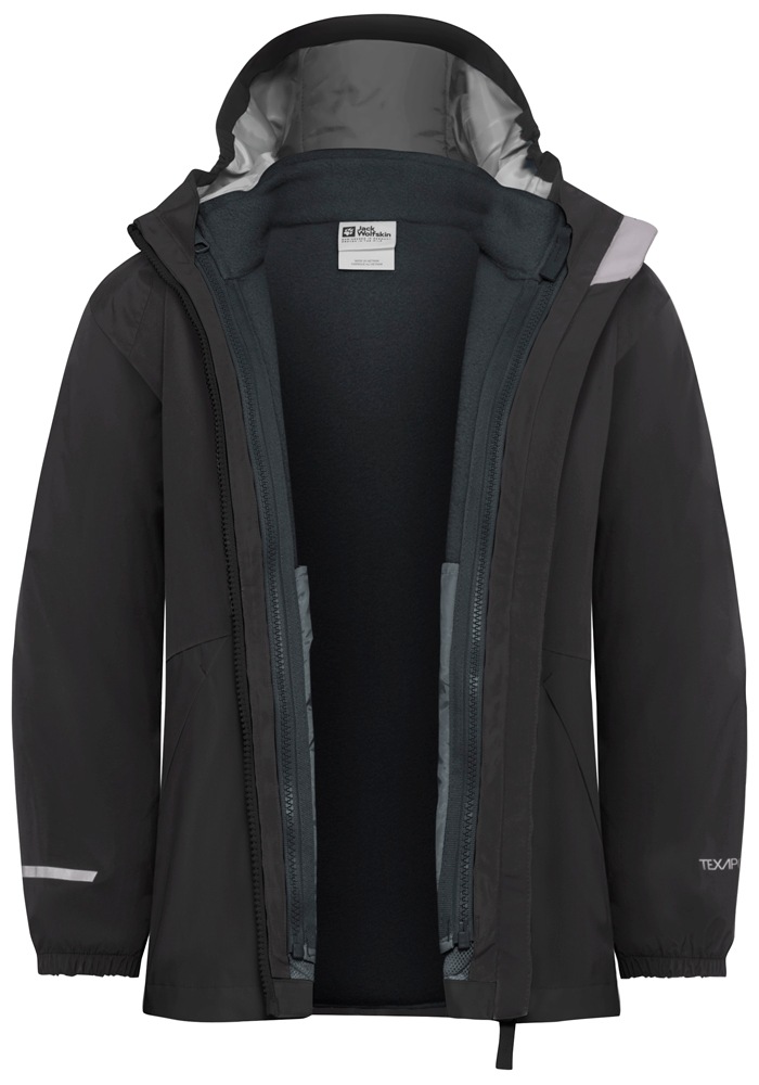 Jack Wolfskin 3-in-1-Funktionsjacke »ICELAND 3IN1 JACKET K« mit Kapuze für Kinder, mit fester Kapuze, atmungsaktiv, winddicht, wasserdicht