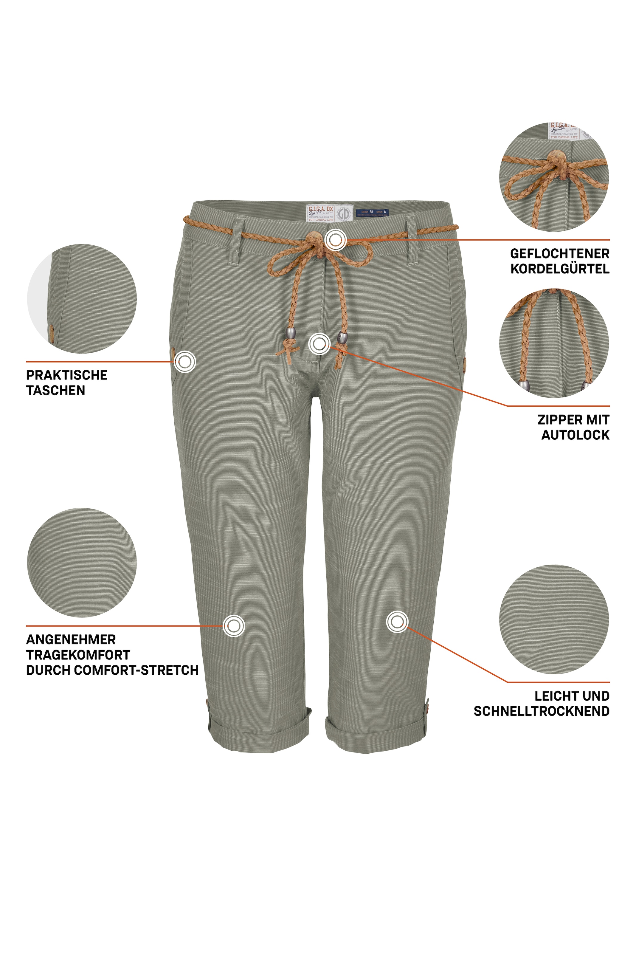 G.I.G.A. DX by killtec Pantalon 3/4 »GS 93 WMN PNTS«  avec forme de jambe étroite, uni, en matière élastique
