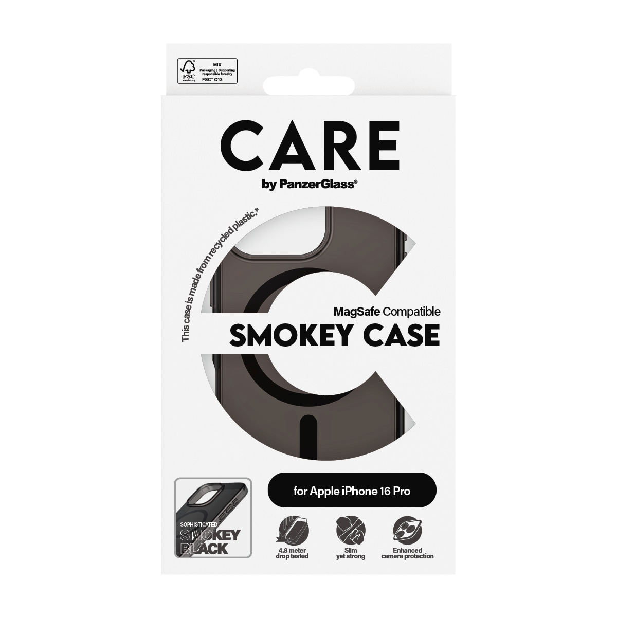 CARE by PanzerGlass Housse pour téléphone portable »Smokey Case für Apple iPhone 16 Pro« Backcover, Schutzhülle, Handyschutzhülle, Case, Schutzcase, stossfest
