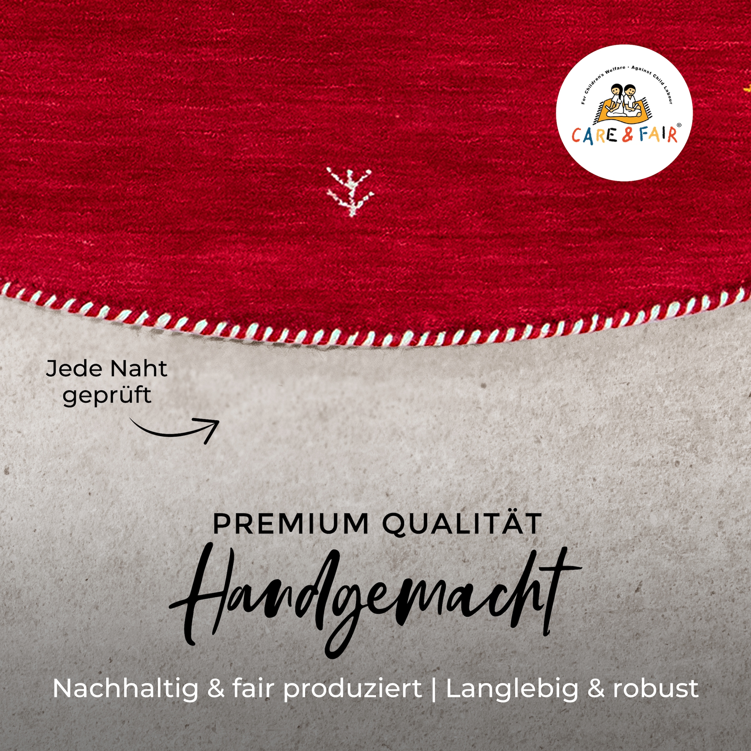 carpetfine Wollteppich »Gabbeh Uni« rund 15 mm Höhe reine Wolle handgewebt, Gabbeh Tiermotiv warmes Raumklima viele Grössen