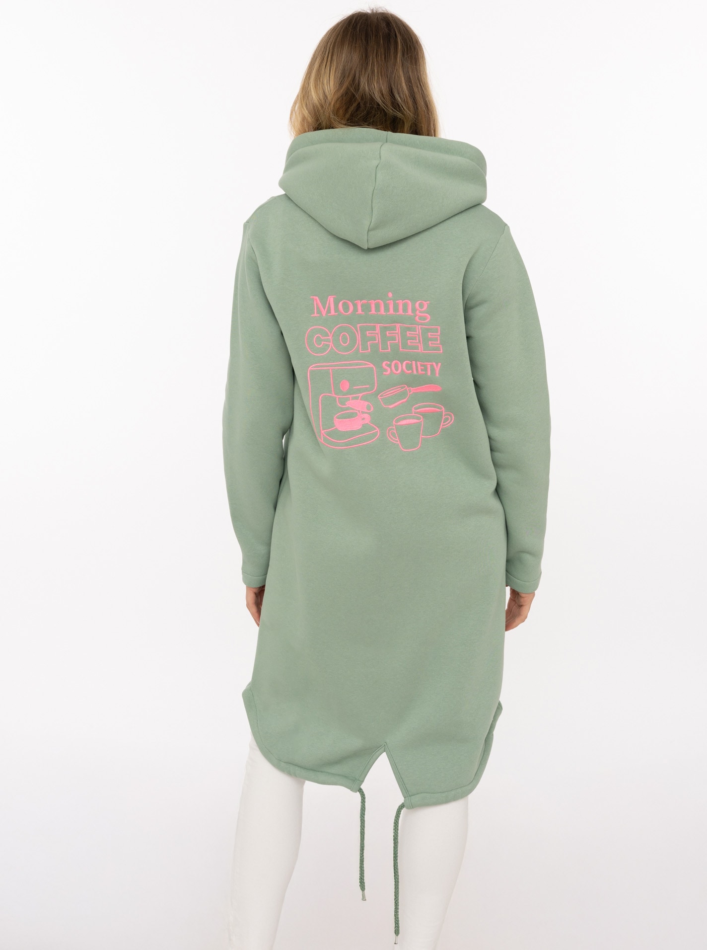 Zwillingsherz Manteau court »"Morning Coffee"« grosse Stickerei hinten, Taschen, Reissverschluss