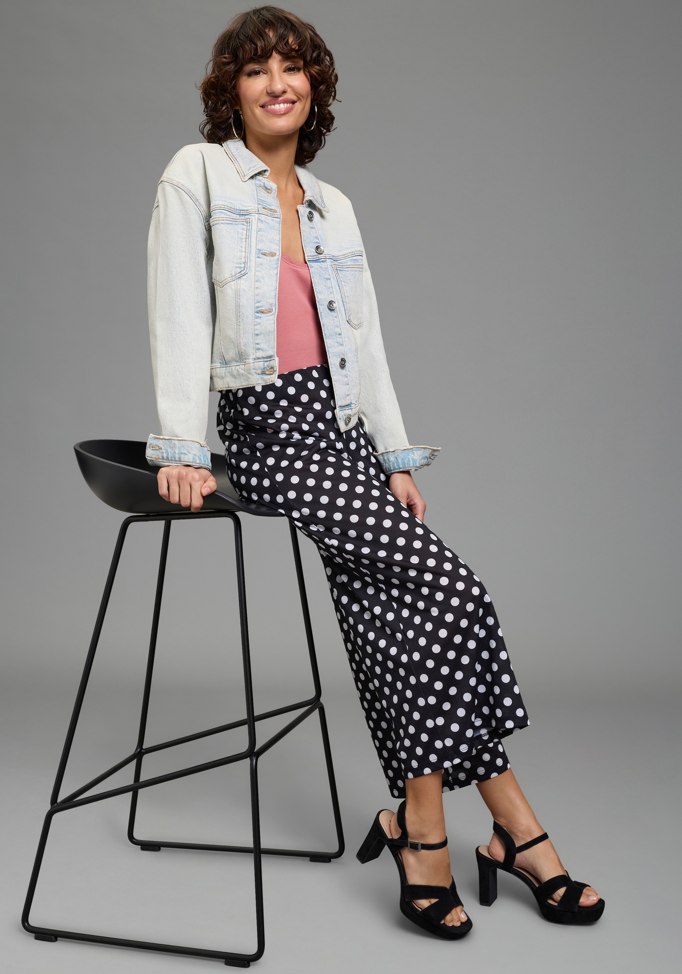 Laura Scott Pantalon en jersey »CULOTTE«  en polyester, aspect à pois