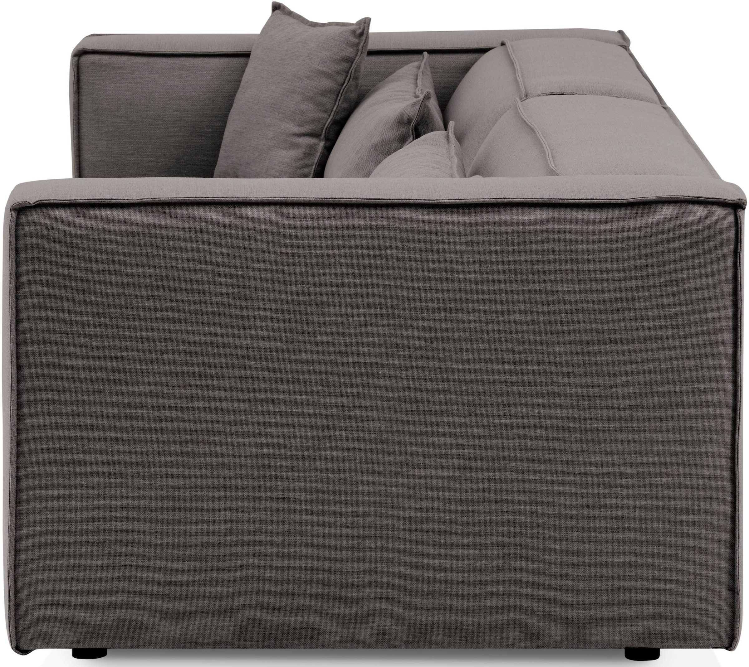 LeGer Home by Lena Gercke 3-places »PIARA, Couch mit Kedernaht, Sofa in Cord, Leinenoptik o. Strukturstoff« schwarze Füsse, bequemer Sitzkomfort