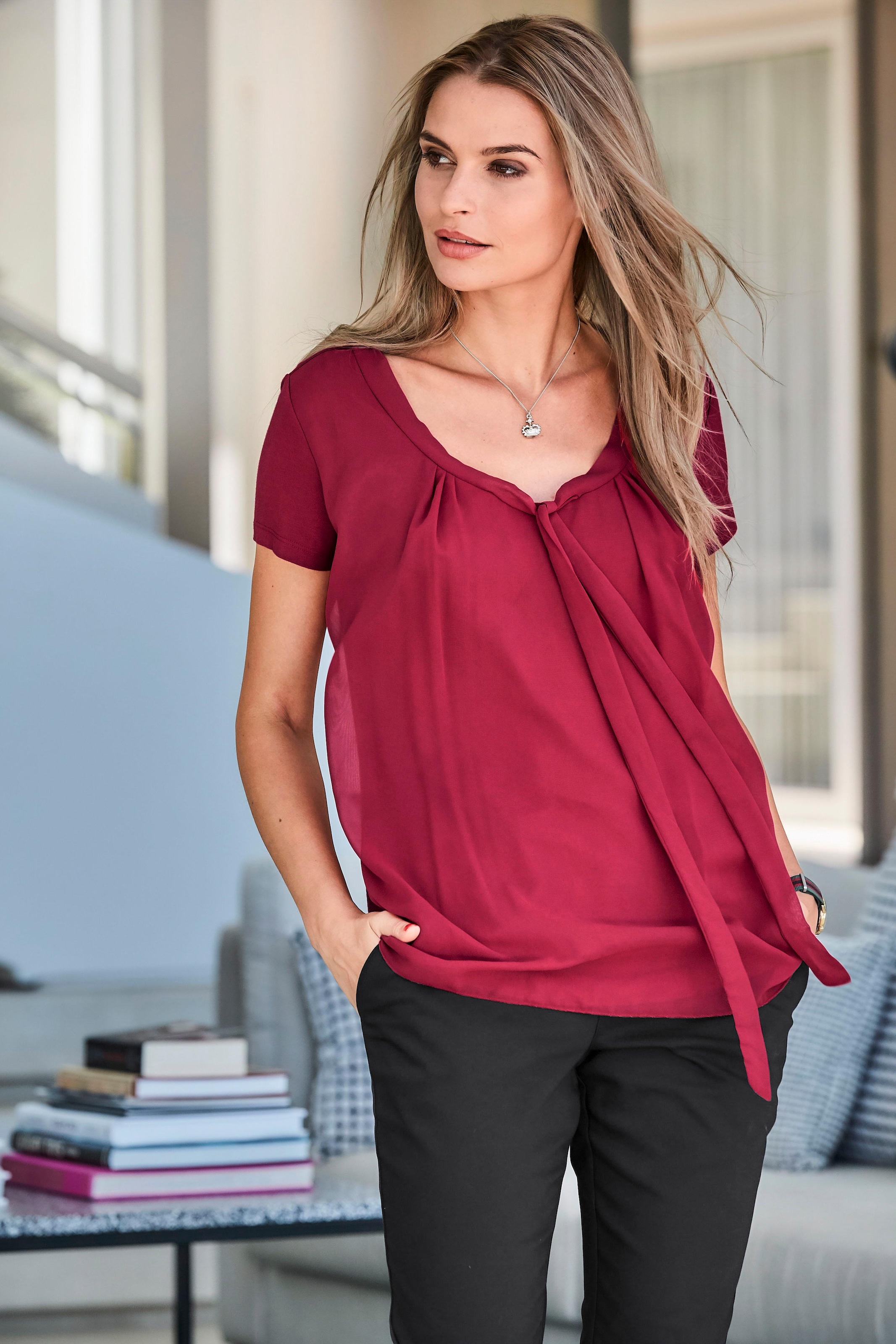 ♕ Aniston SELECTED Shirtbluse, mit gedoppeltem Vorderteil versandkostenfrei  kaufen