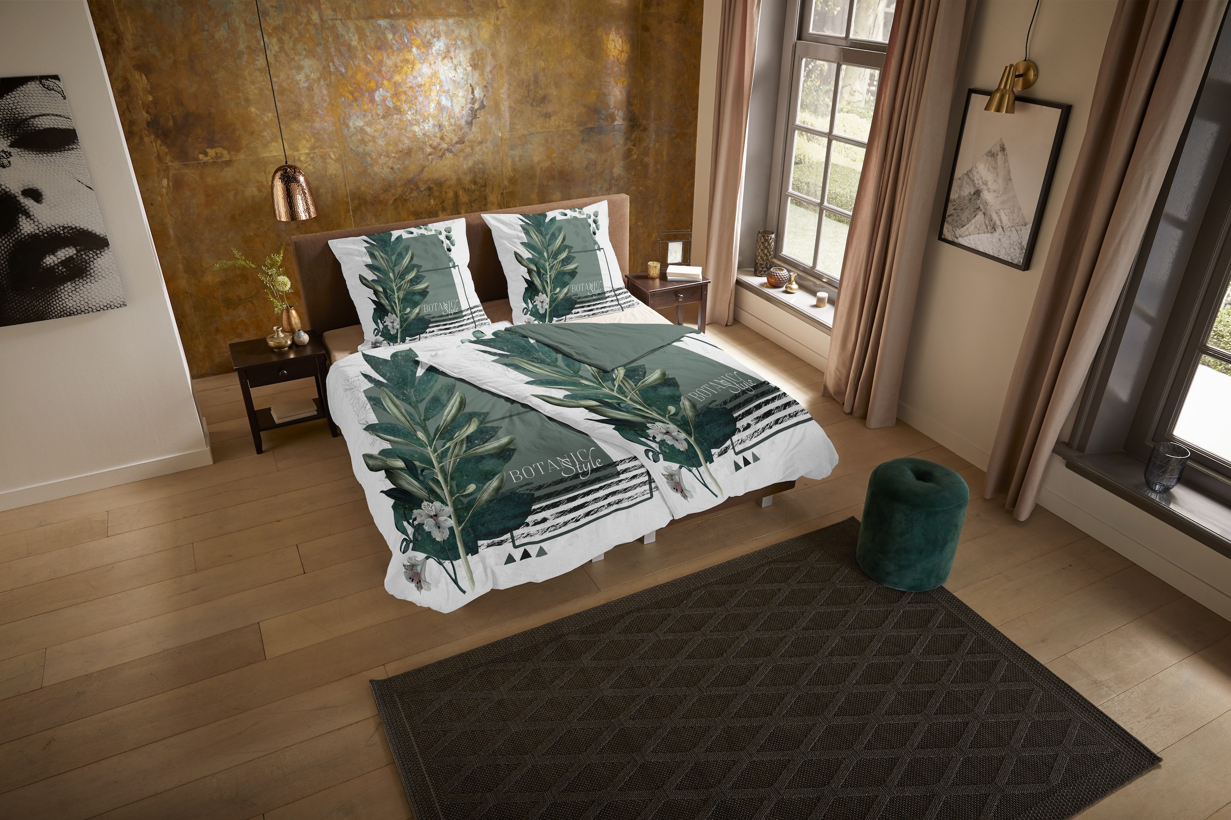 PURE luxury collection Wendebettwäsche »Green Boho«, Mikrofaser, Pflegeleicht, Weich, Reissverschluss, Wendeoptik, Boho