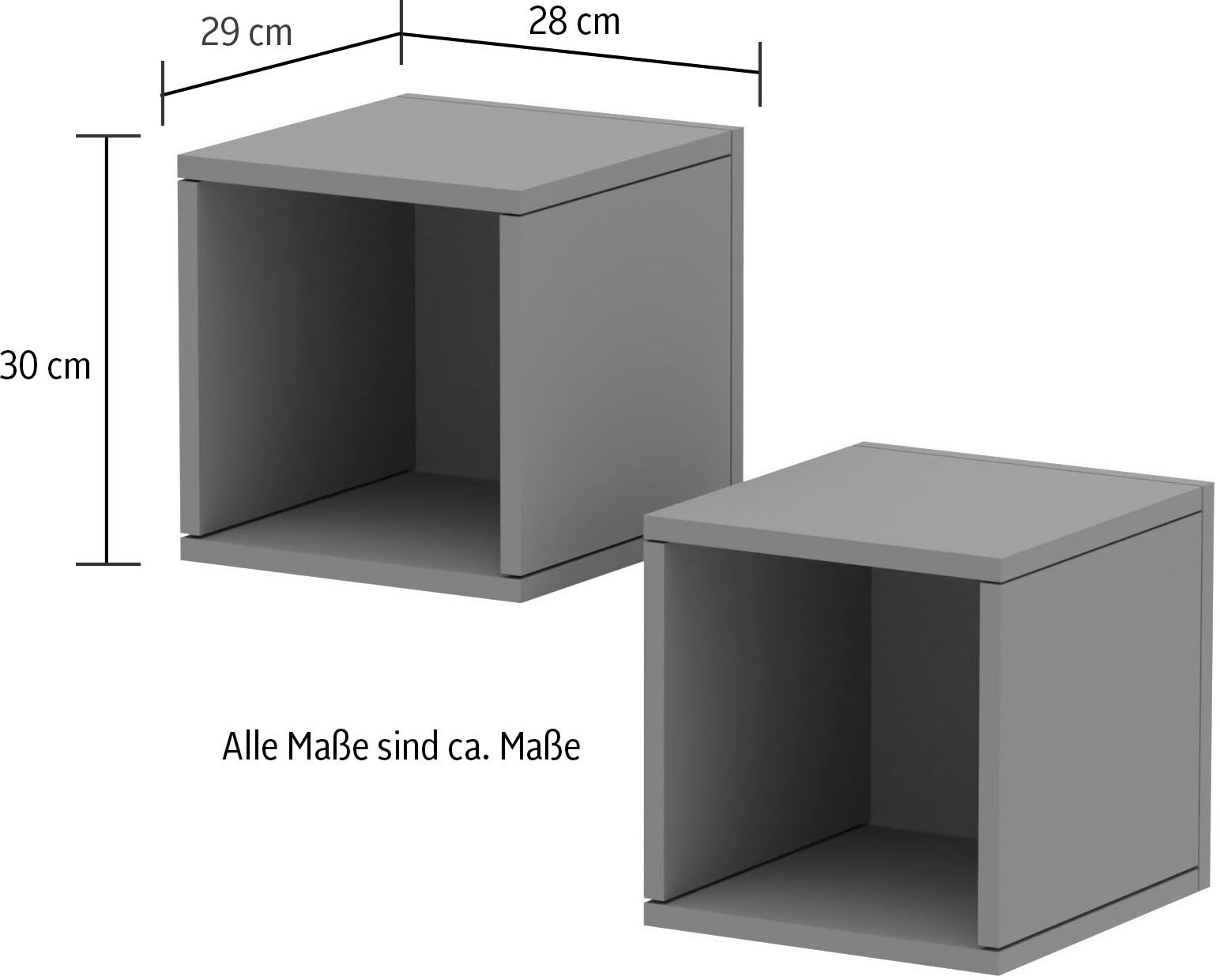 INOSIGN Wandregal »Wandregal Infinity«, (Set, 2 St., 2 kleine Würfelregale), Würfelregal 2er-Set, Breite 28 cm, Höhe 29 cm