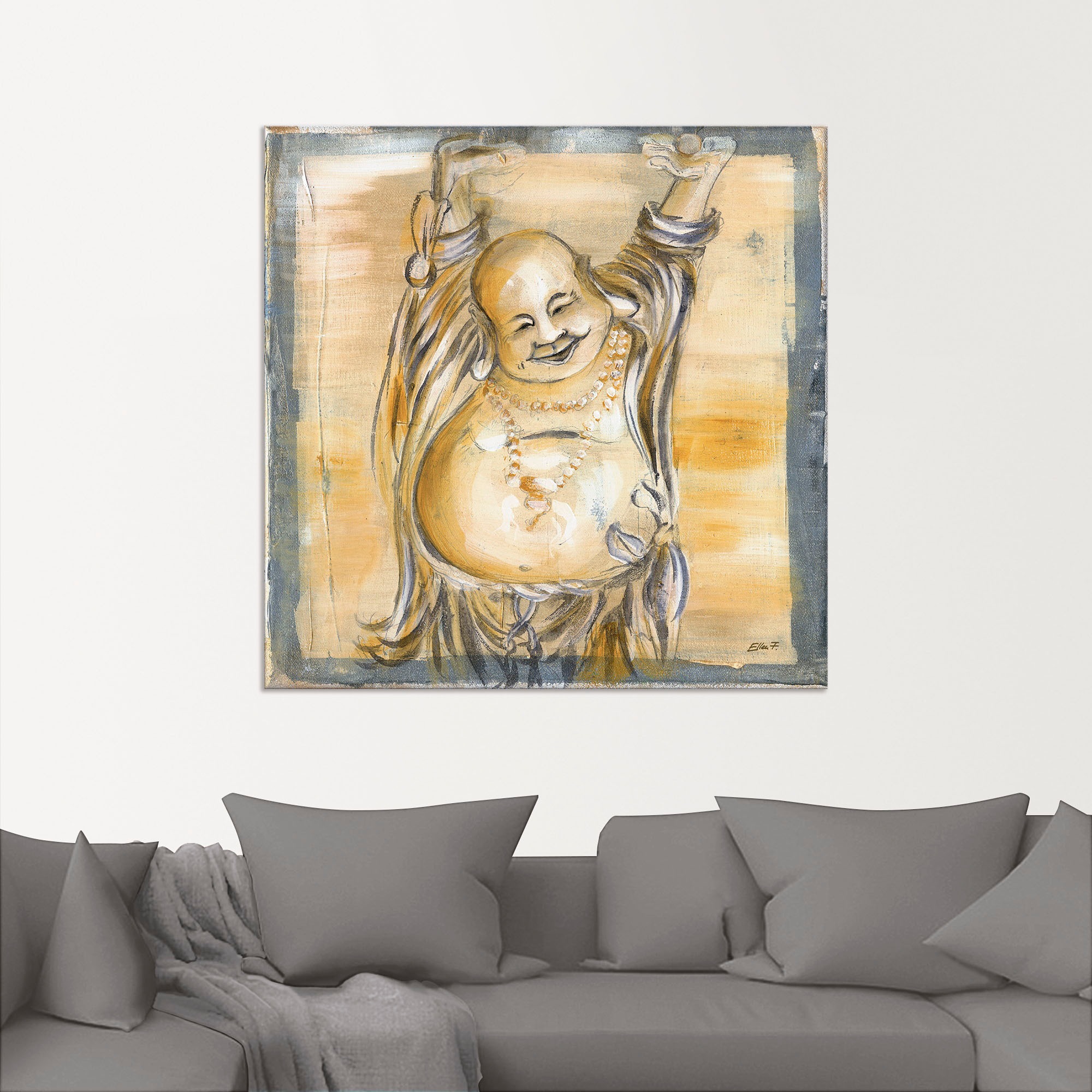 Artland Wandbild »Fröhlicher Buddha II«, Religion, (1 St.), als Alubild, Outdoorbild, Leinwandbild, Poster, Wandaufkleber