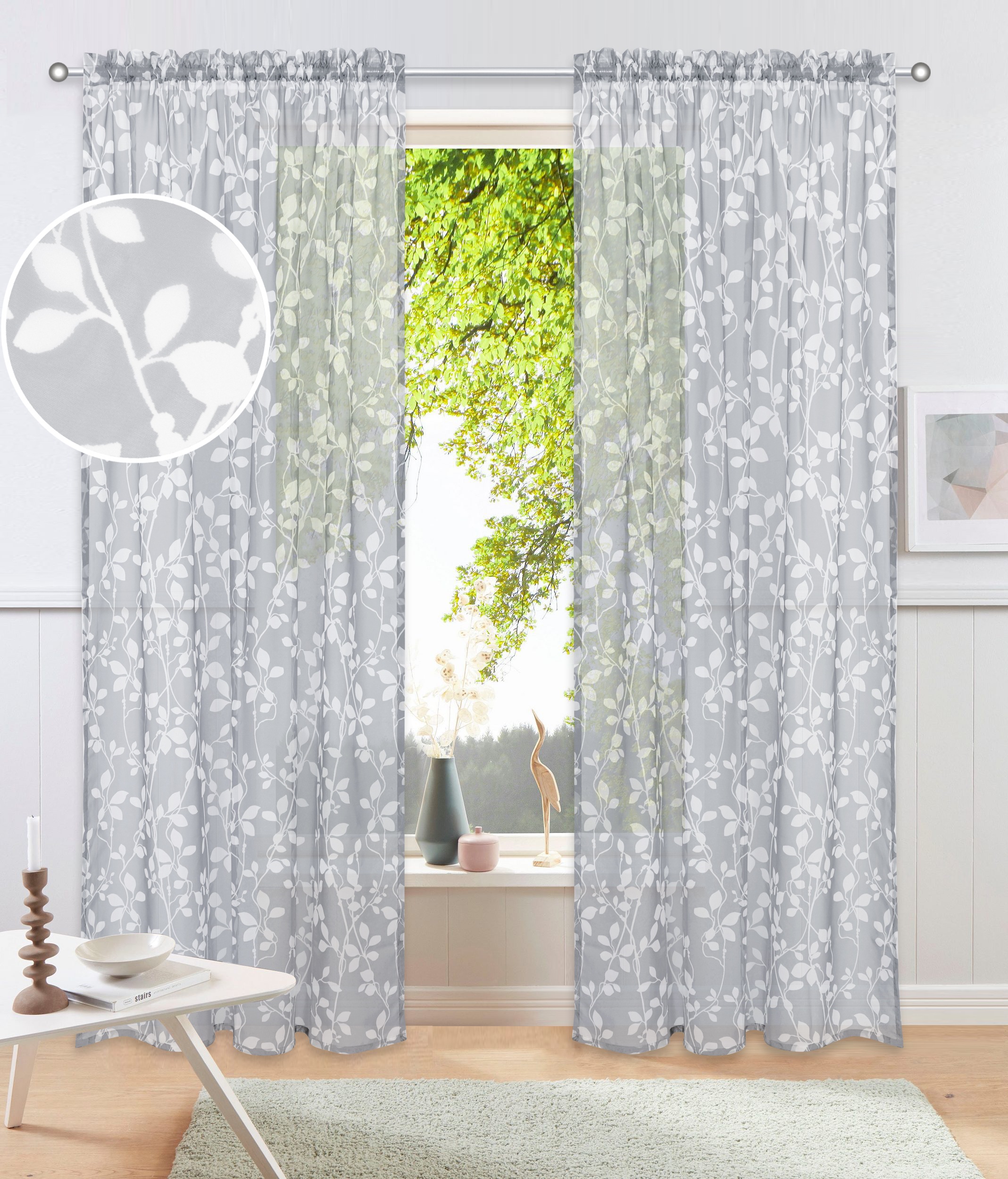 Image of GOODproduct Gardine "Issoire" Stangendurchzug 1 Stk. tlg. Wohnzimmer, Schlafzimmer, Esszimmer, gemustert, modern