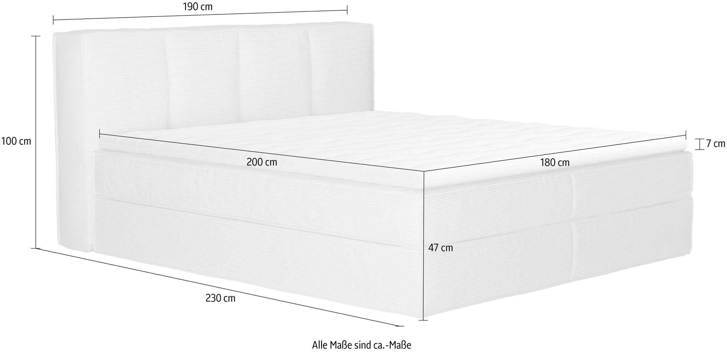 LeGer Home by Lena Gercke Boxspringbett »Addyson«, (Härtegrade H2, H3 und H4 wählbar), Boxspringbett inkl. Topper, 2 Matratzen