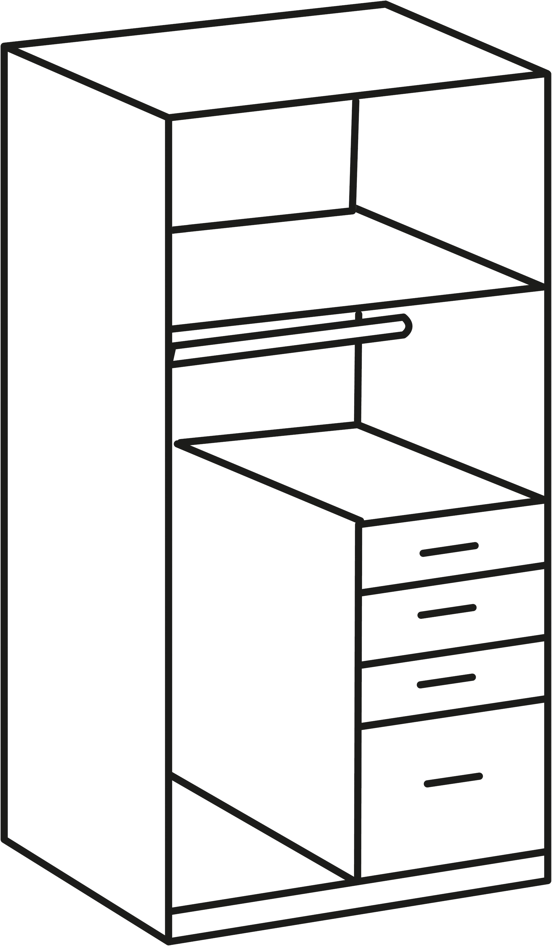 Wimex Kleiderschrank »Cottbus, in weiss oder grau modern kombiniert mit graphitfb.Schubladen«, (in 3 Grössen, schwarze Griffe, Made in Germany), mit 4 Schubladen, wahlweise mit oder ohne Spiegel