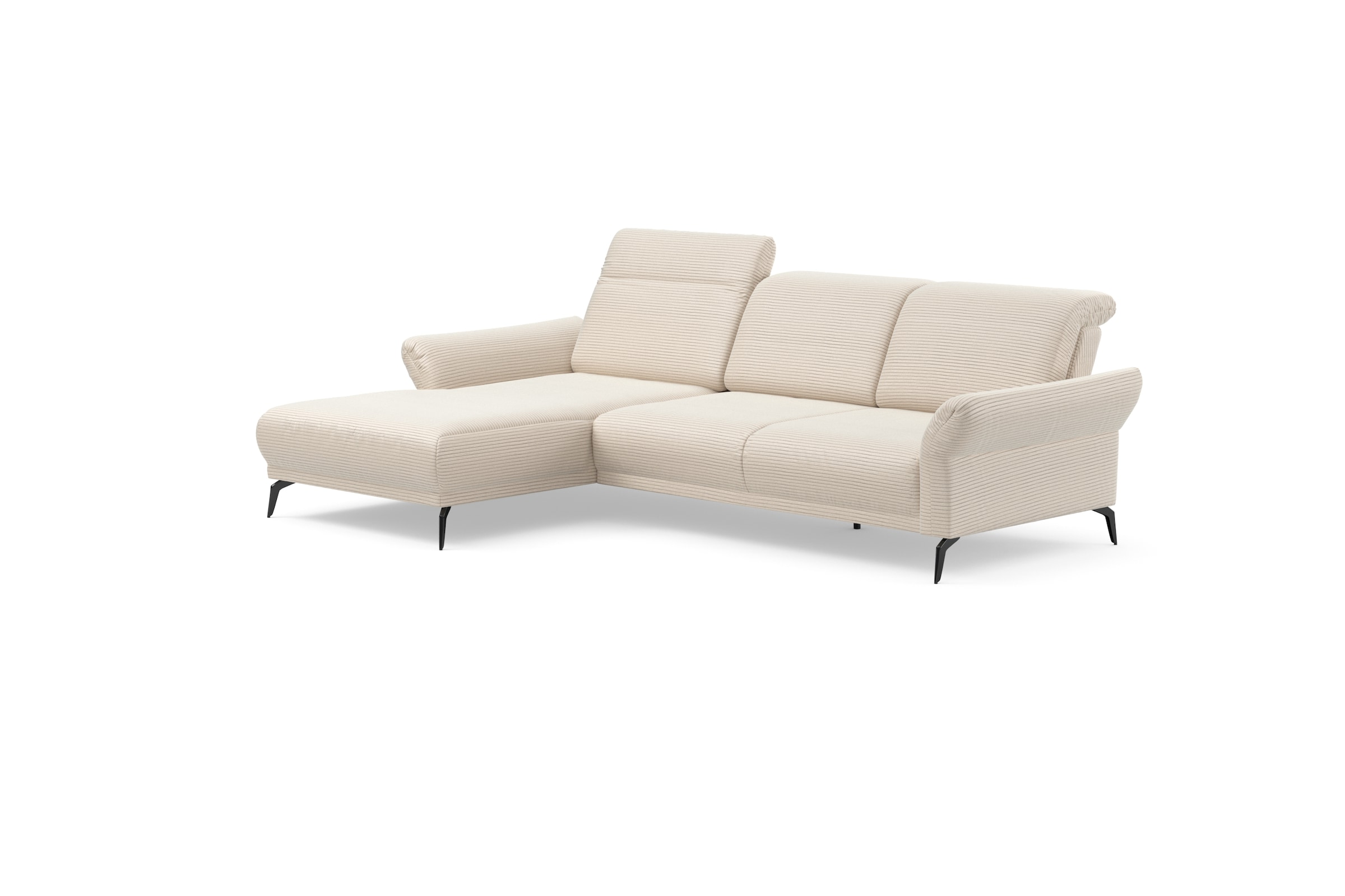 INOSIGN Ecksofa »Coco L-Form«, Sitztiefen-, Arm- und Kopfteilverstellung, Cord-Bezug, Fusshöhe 15 cm