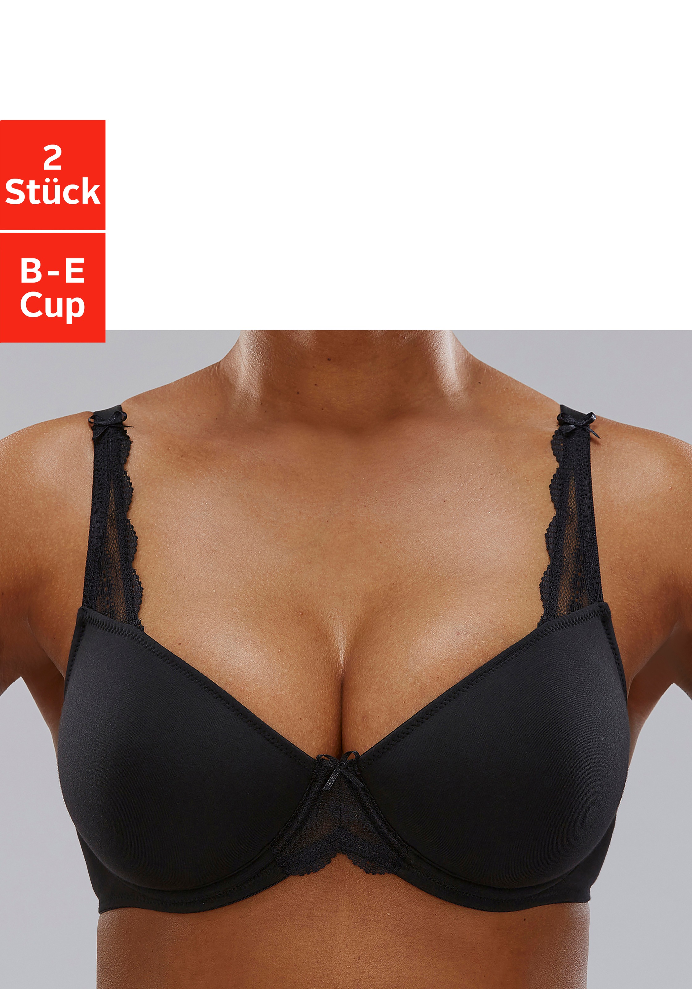 Image of petite fleur T-Shirt-BH, (2 Stück), mit nahtlos vorgeformten Schalen, Basic Dessous bei Ackermann Versand Schweiz