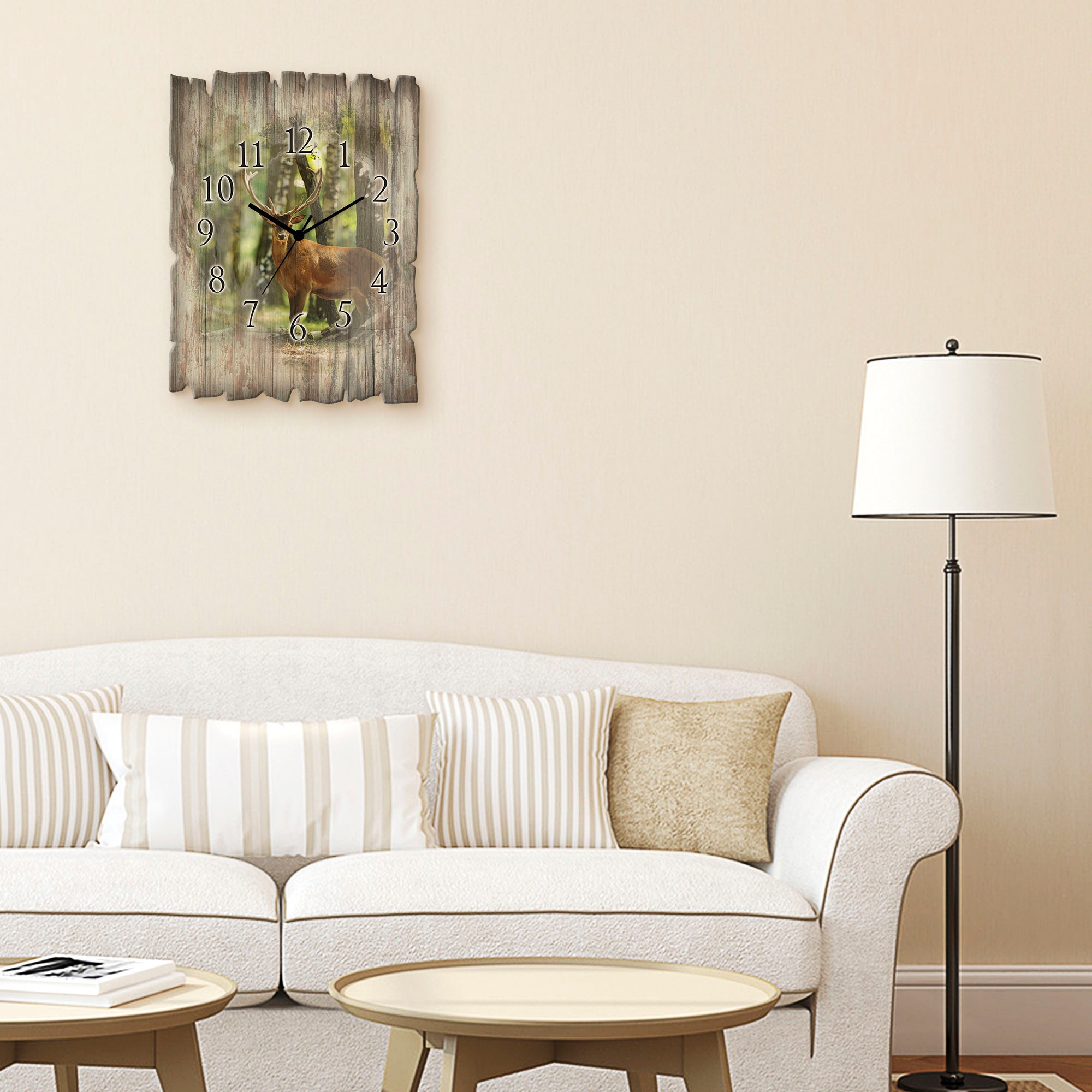 Artland Wanduhr »Hirsch 4 - Wald« wahlweise mit Quarz- oder Funkuhrwerk, lautlos ohne Tickgeräusche