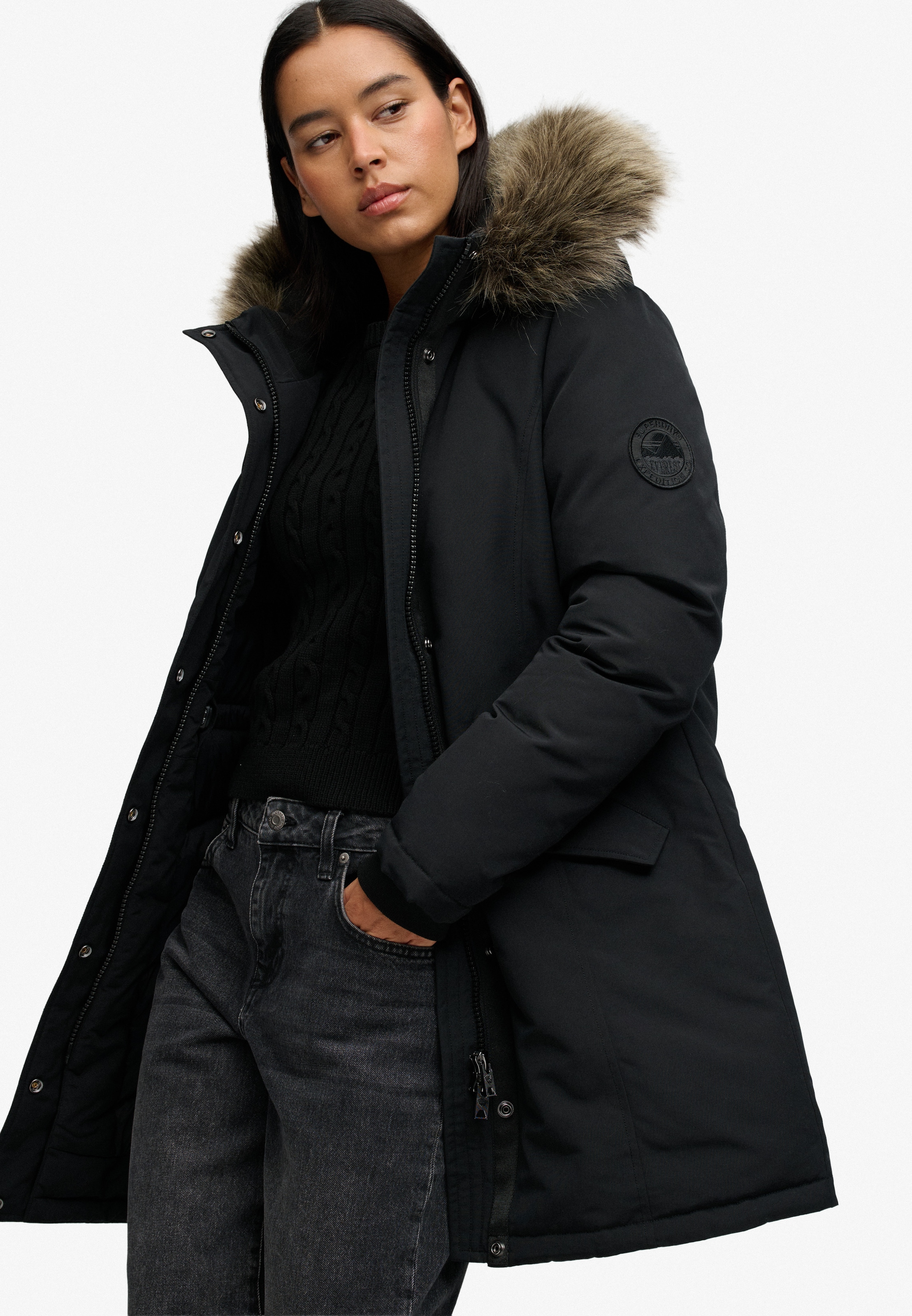 Superdry Parka »HOODED EVEREST PARKA JACKET« avec capuche Kunstfaser, relaxed fit
