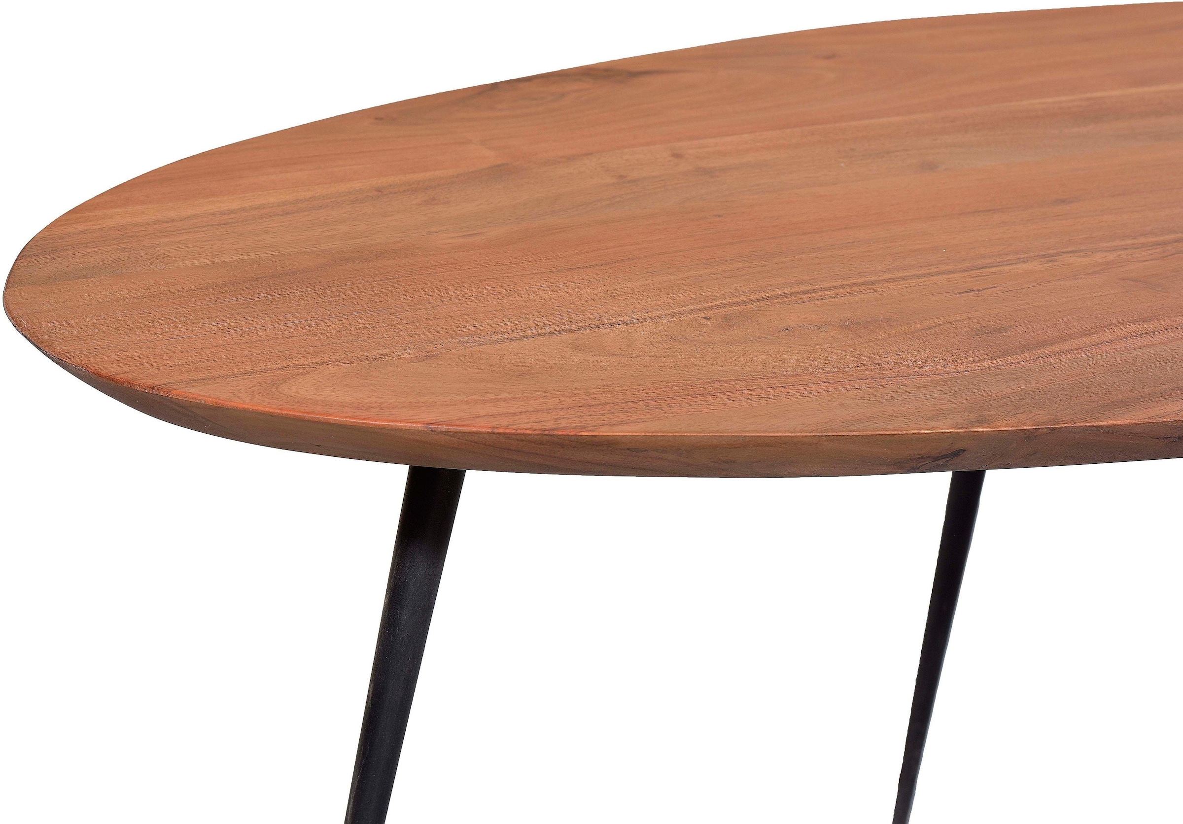 SIT Couchtisch »Lindau aus Akazie Massivholz Oval 150x60 cm Metall« Ovale Massivholzplatte im skandinavischen Design
