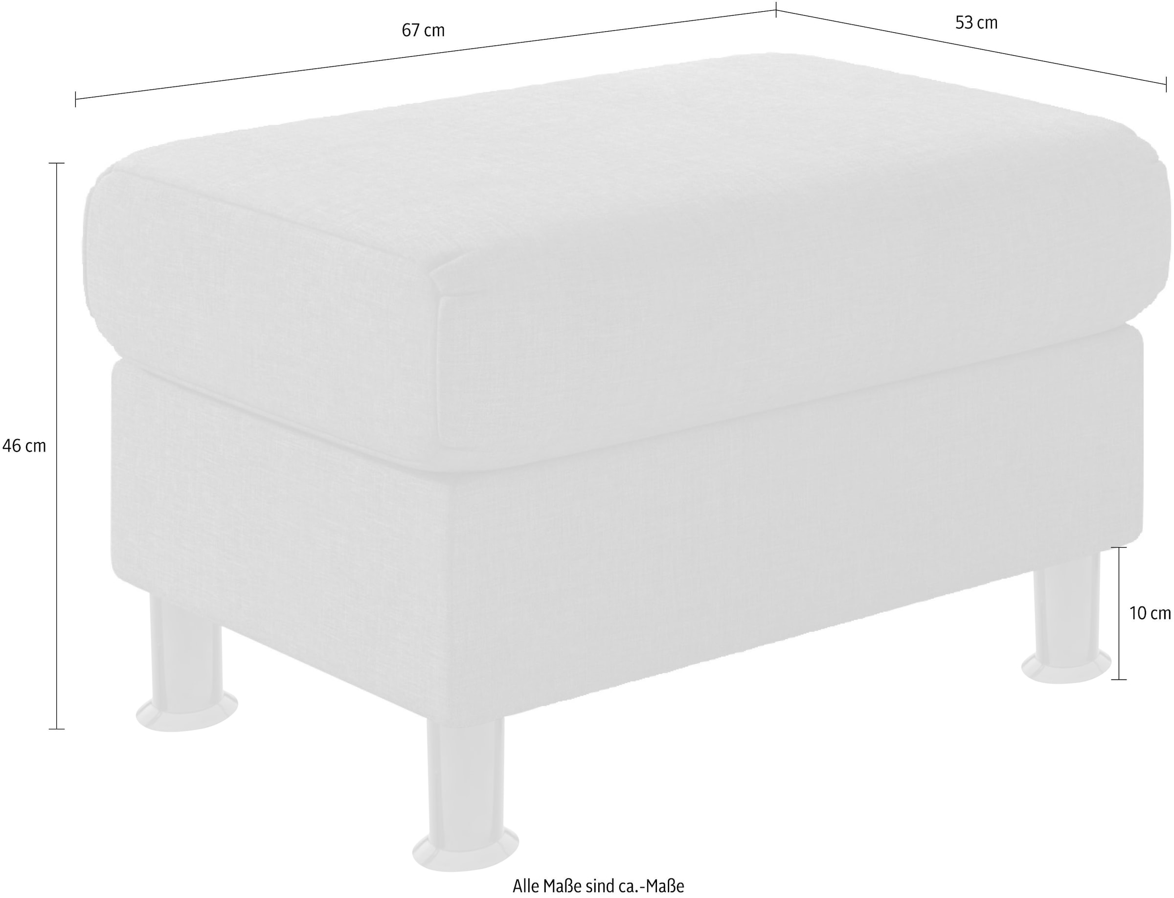 TRENDMANUFAKTUR Hocker »Rondo, Polsterhocker zur Serie, Breite 67 cm, Füsse schwarz« Fusshocker wahlweise mit Federkern, in verschiedenen Bezügen bestellbar