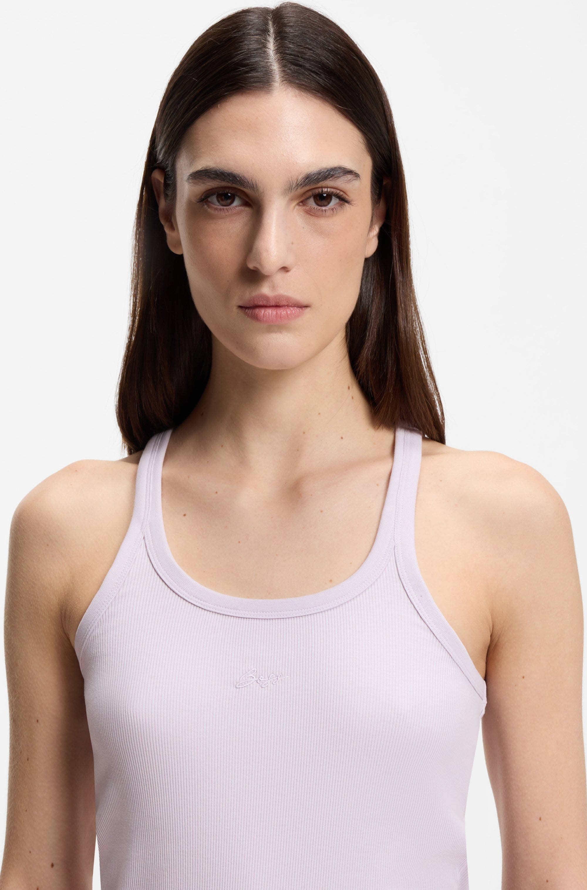 BOSS ORANGE Débardeur à côtes »Epetite Premium Damenmode« Slim Fit mit Logostickerei