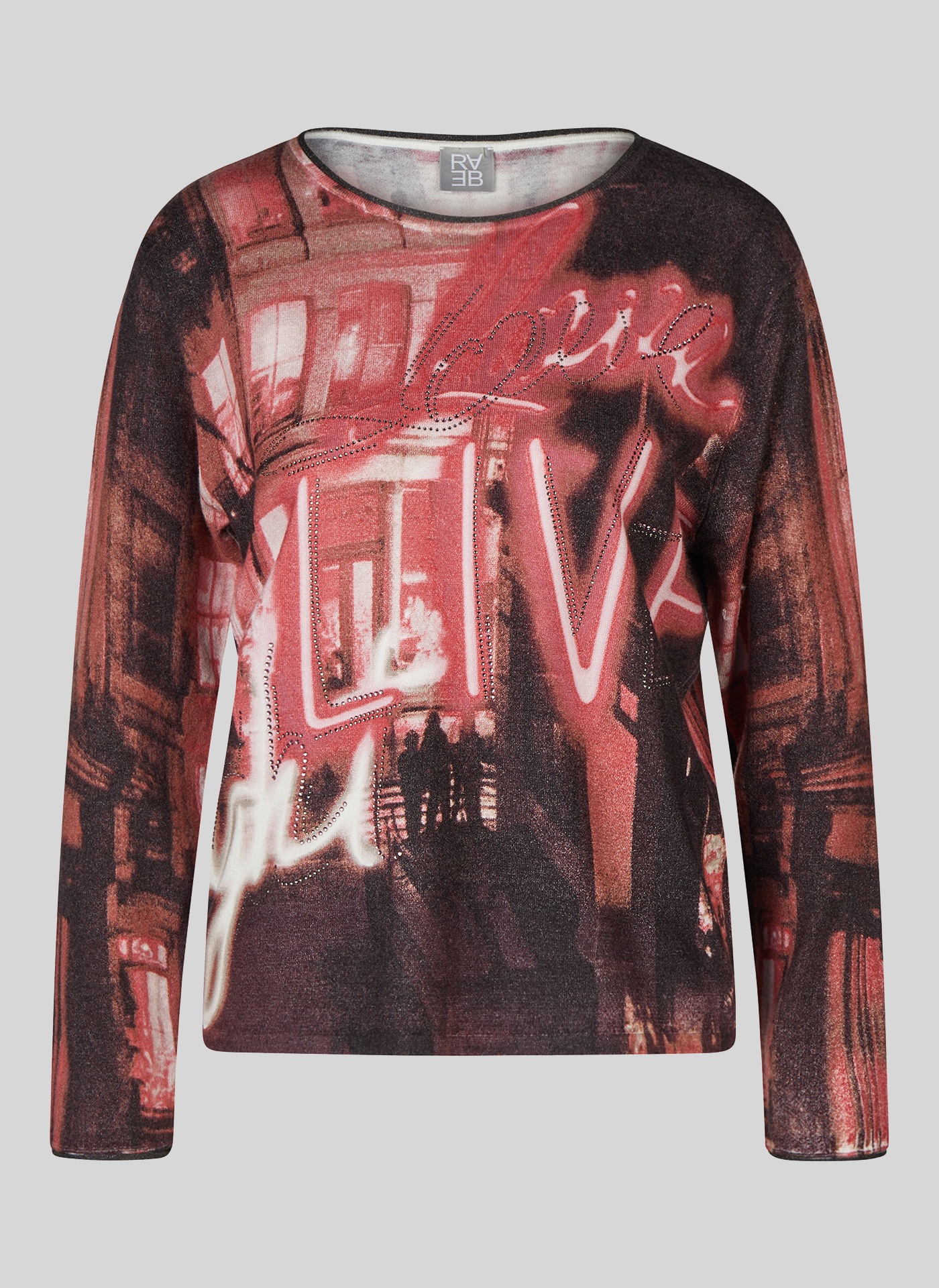 Rabe Rundhalspullover mit Allover-Print und Glitzer-Details