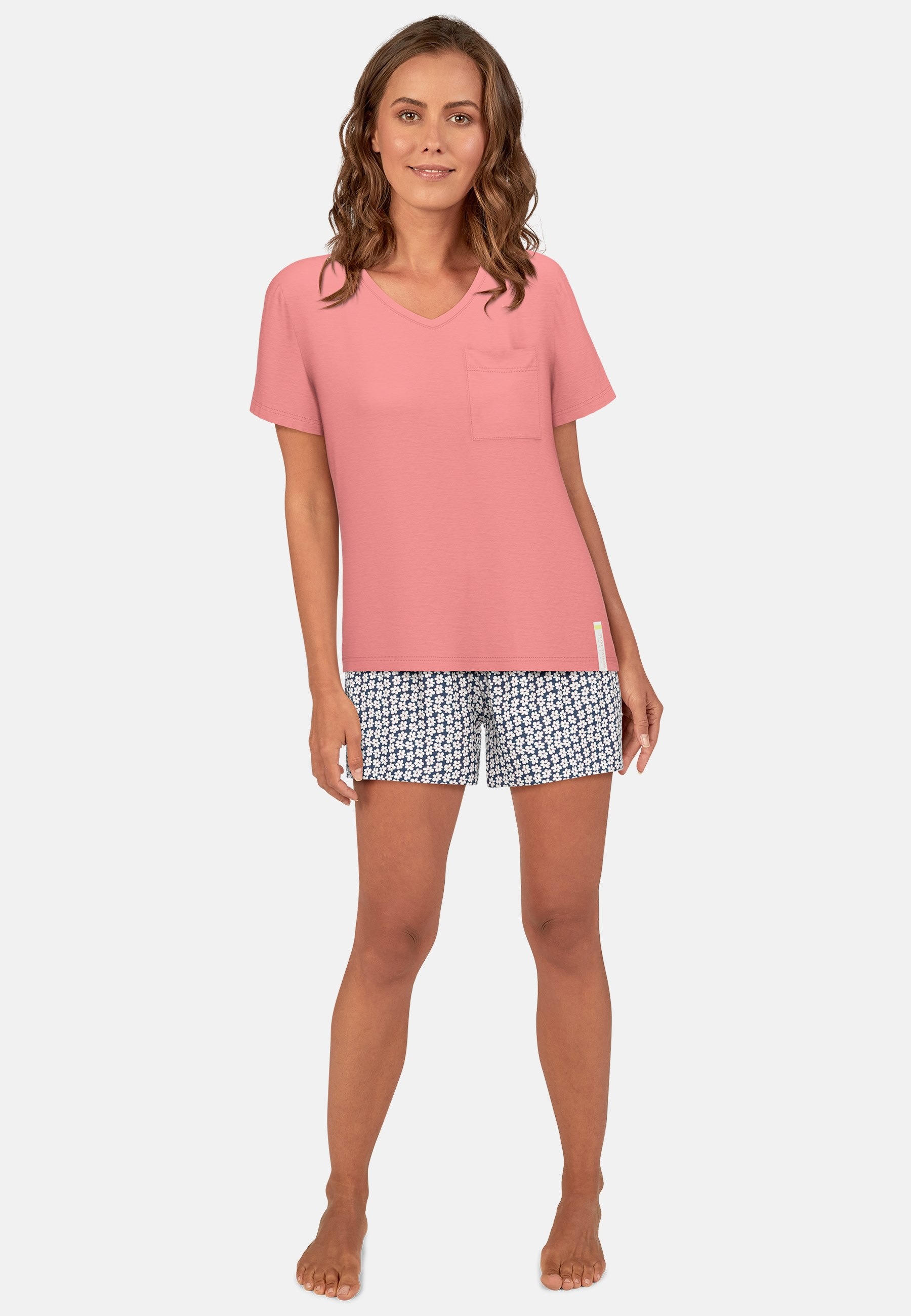 Image of TOM TAILOR Shorty "Westport" 2 tlg. mit Print, Kurzarm, V-Ausschnitt, kurze Hose, Baumwollmix