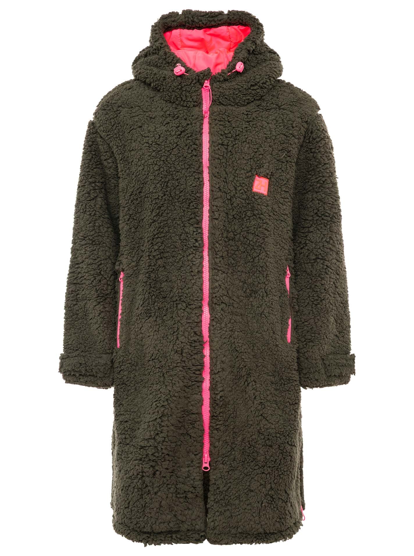 Image of Zwillingsherz Kurzmantel ""Oversize Teddy Windjacke ZH"" weiches Teddy-Material, Kapuze, Reissverschluss, seitliche Taschen