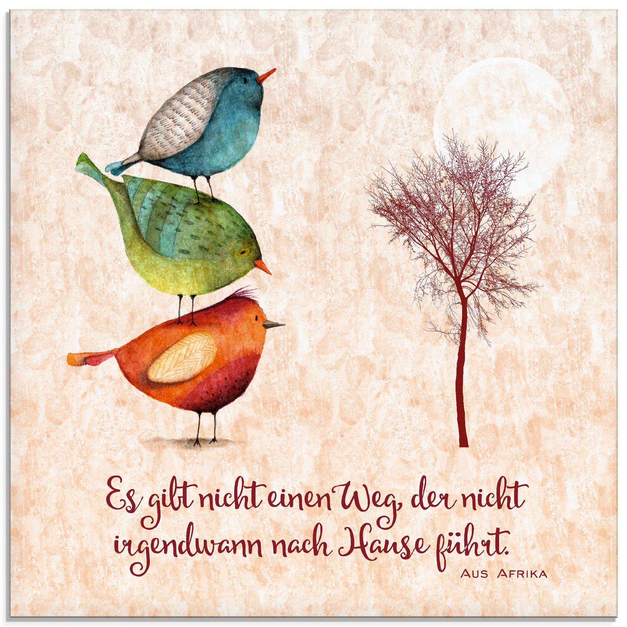 Image of Artland Glasbild "Lebensweisheit Zu Hause" Tiere 1 Stk. tlg. in verschiedenen Grössen