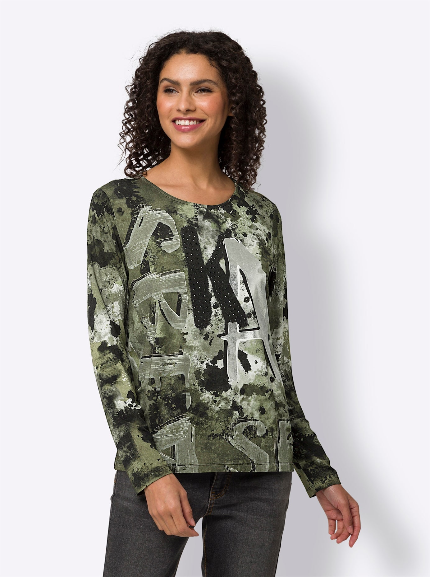 heine Langarmshirt »Druck-Shirt«, (1 tlg.)