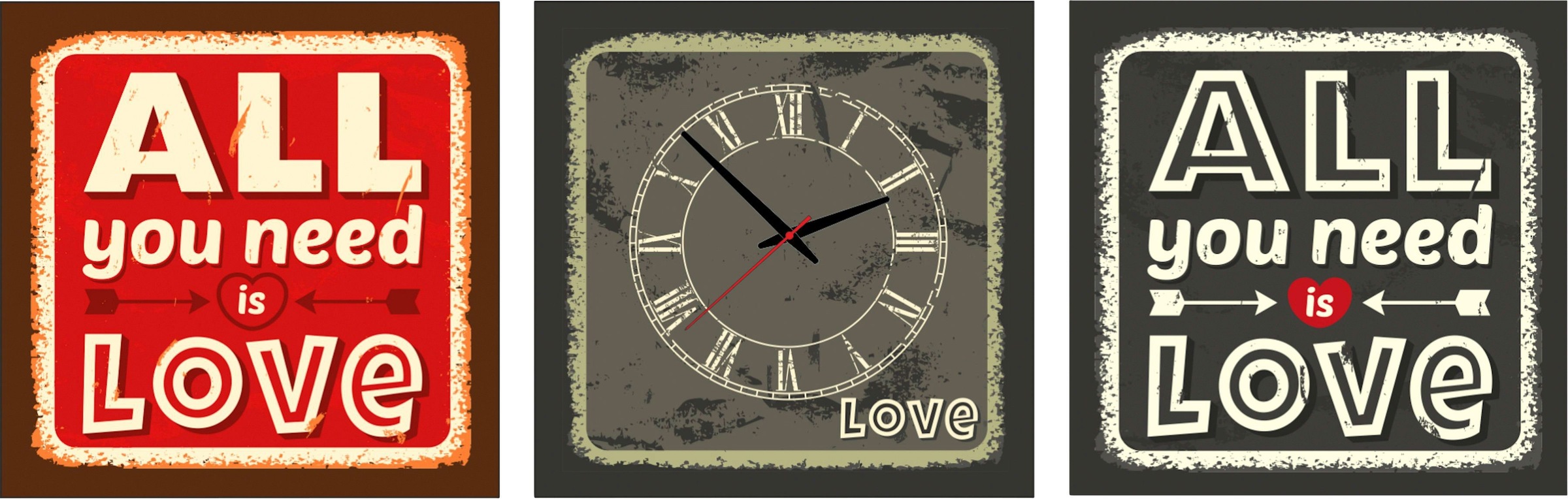 Image of Conni Oberkircher´s Bild »Love«, Sprüche & Texte, (Set), mit dekorativer Uhr, Liebe bei Ackermann Versand Schweiz